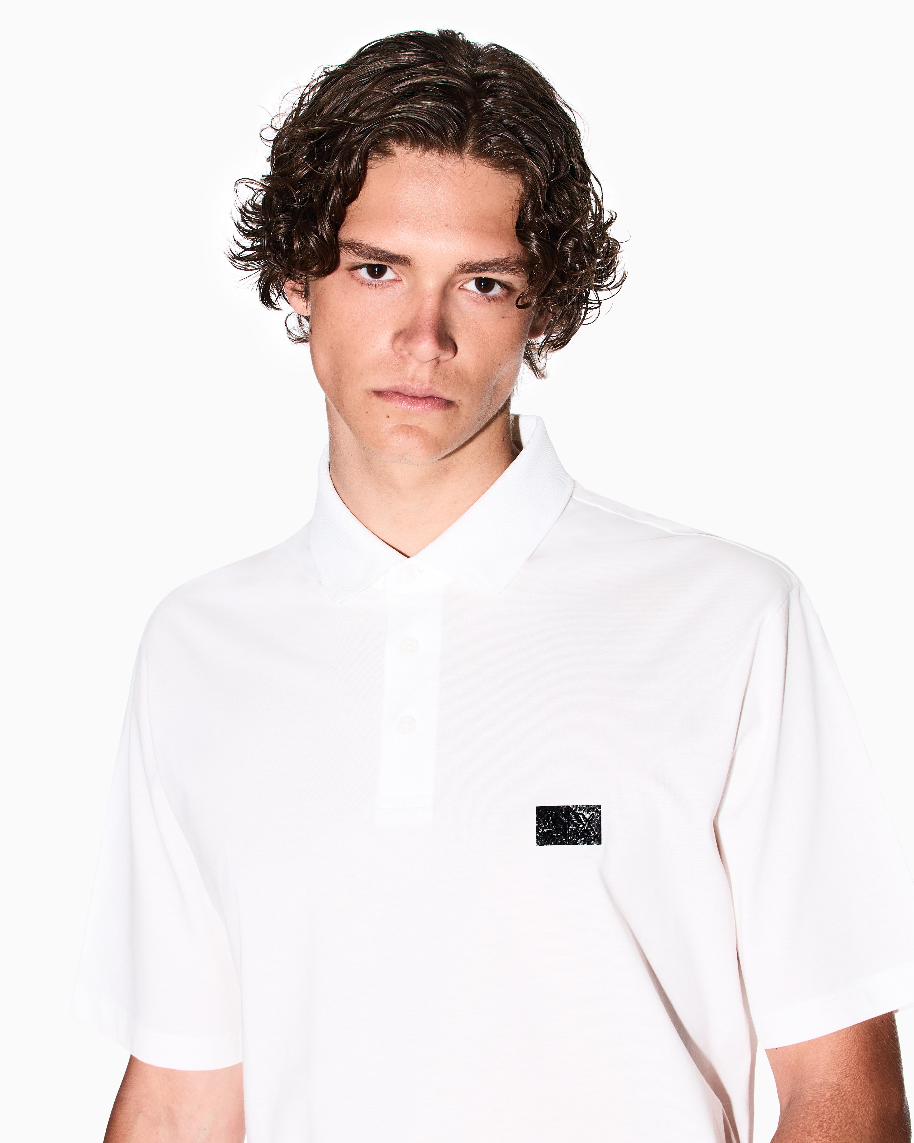Armani Exchange - Regular fit mercerised cotton polo, Man, White, Size: