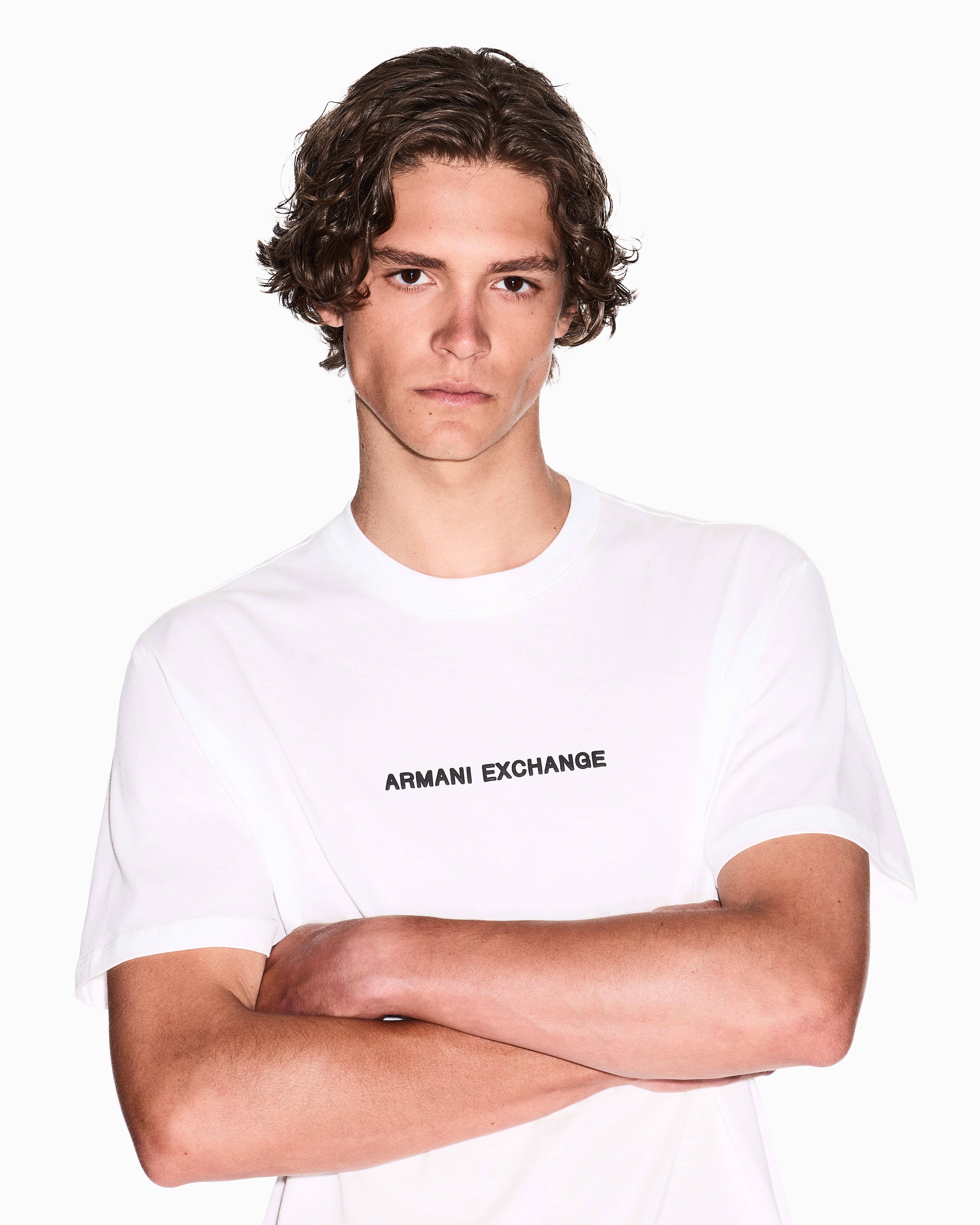 Armani Exchange - Regular fit T-shirt with logo print on the chest, Man, White, Size: