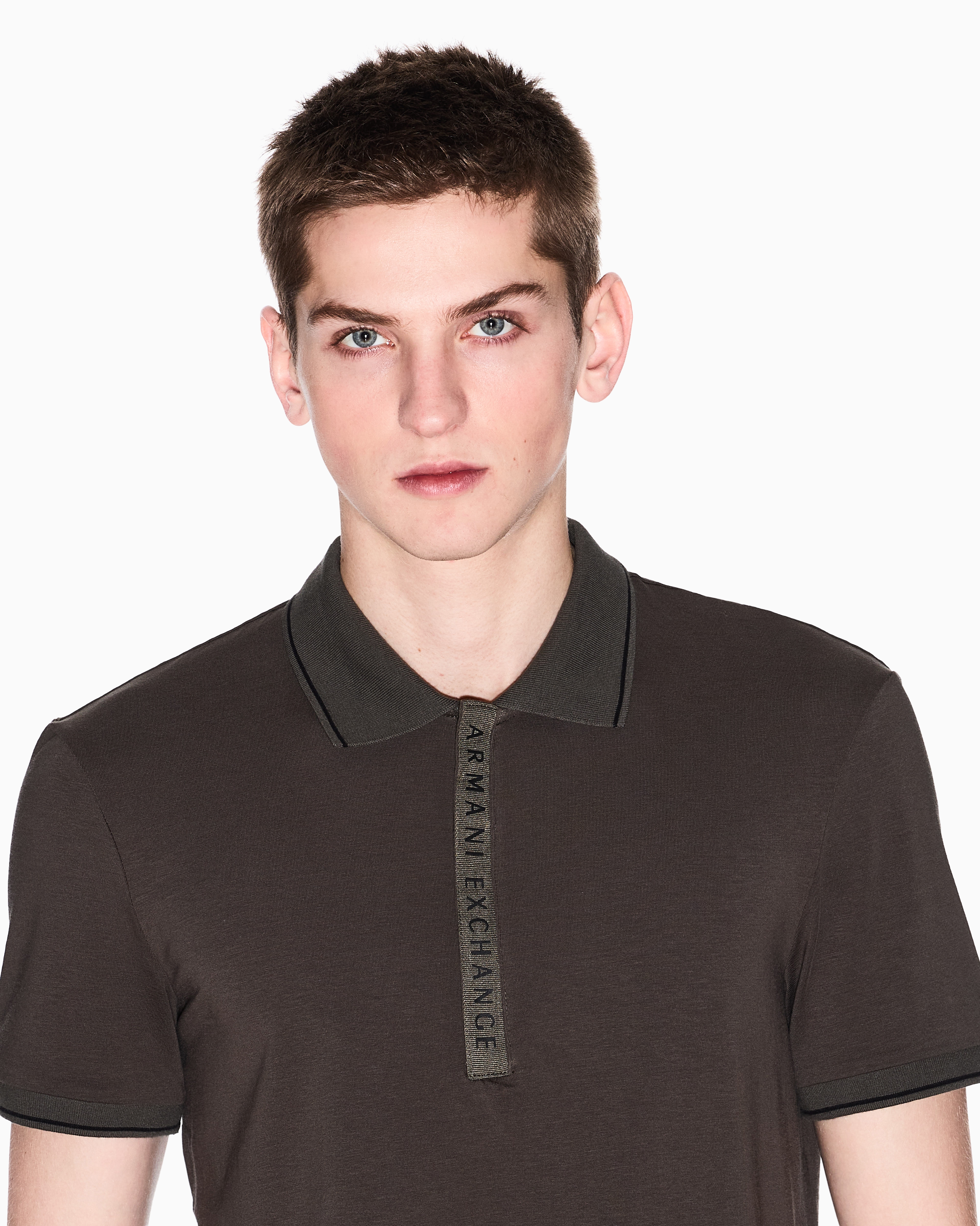 Armani Exchange - Polo with contrasting logo cotton spandex, Man, Green, Size: