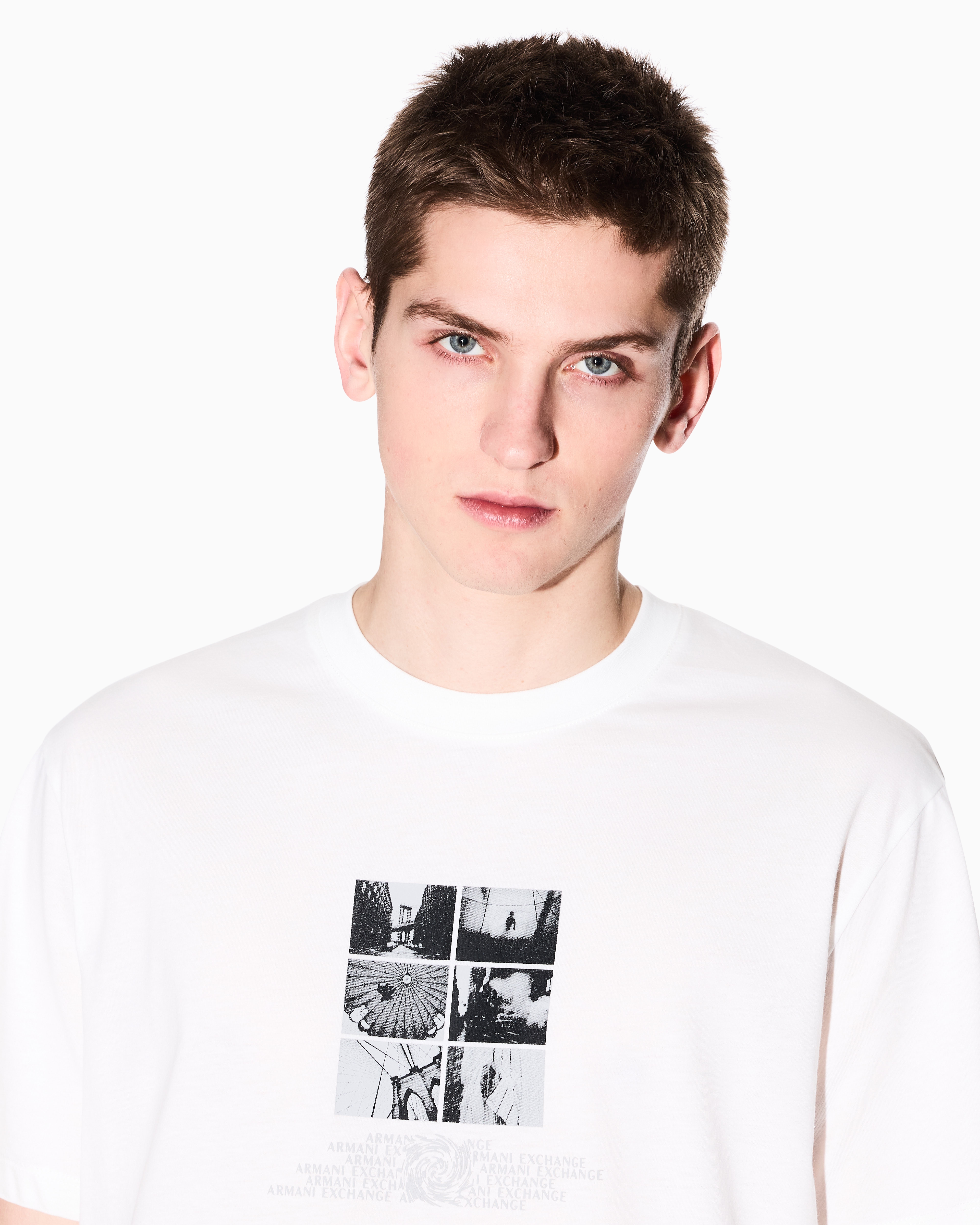 Armani Exchange - Regular fit T-shirt with photo print, Man, White, Size: