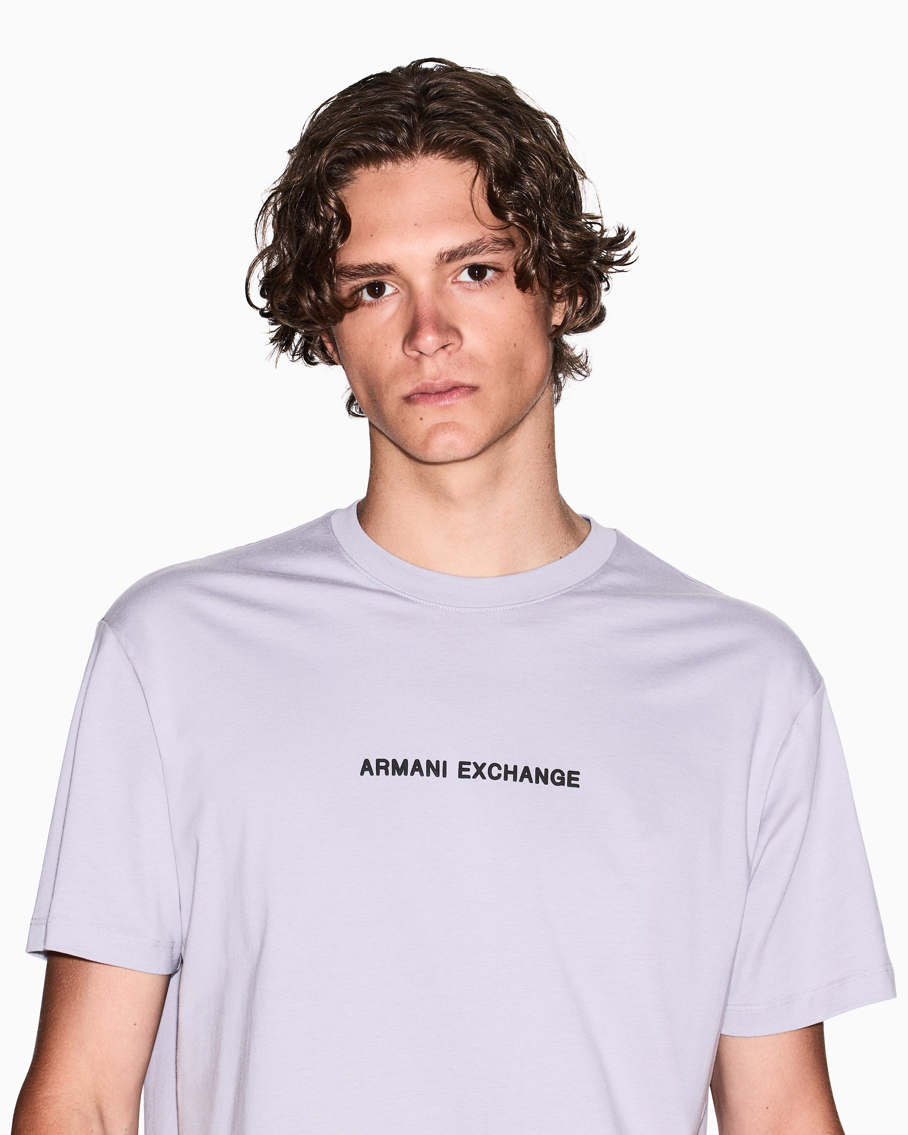 Armani Exchange - Regular fit T-shirt with logo print on the chest, Man, Purple, Size: