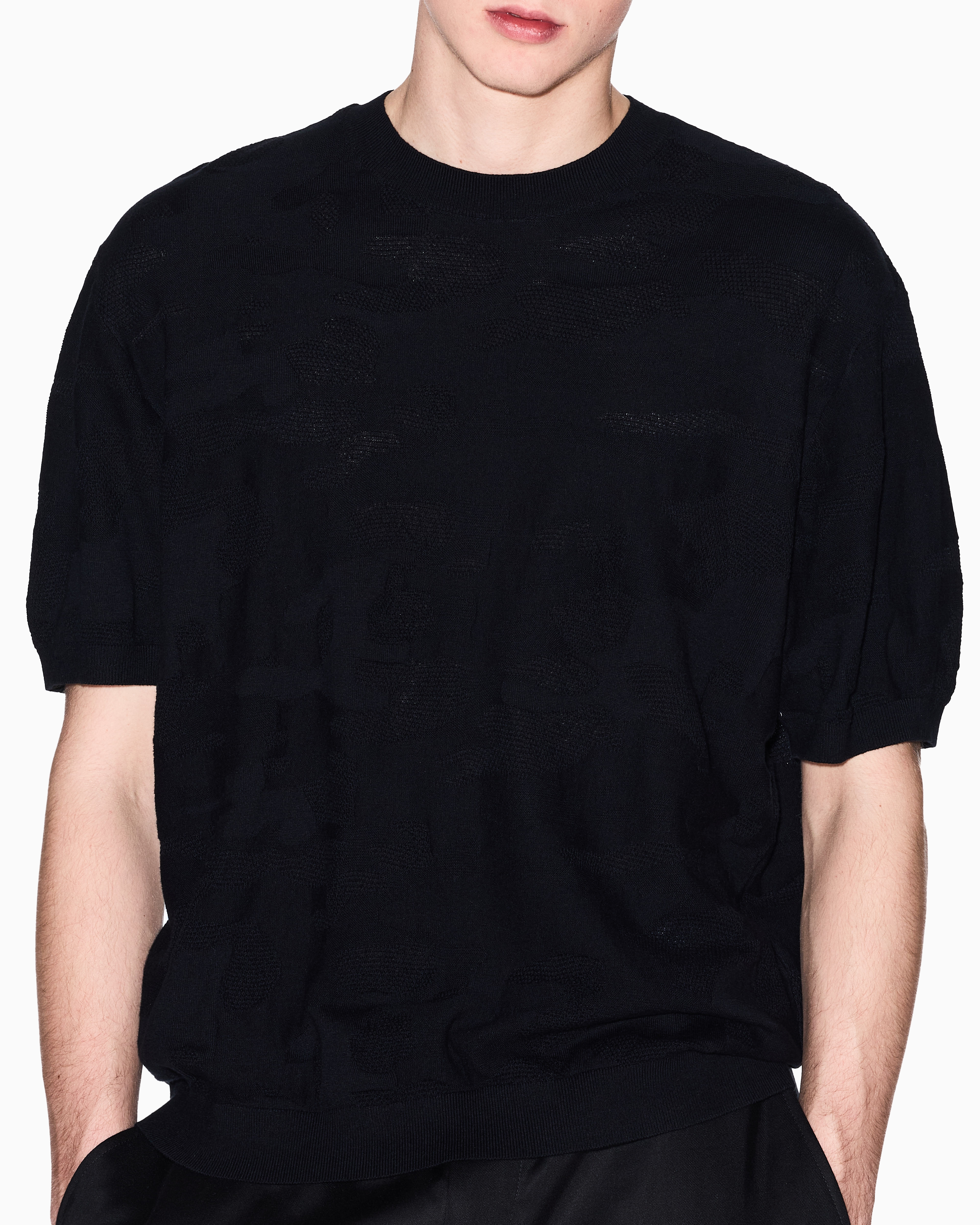 Armani Exchange Camouflage Cotton Sweater In Black