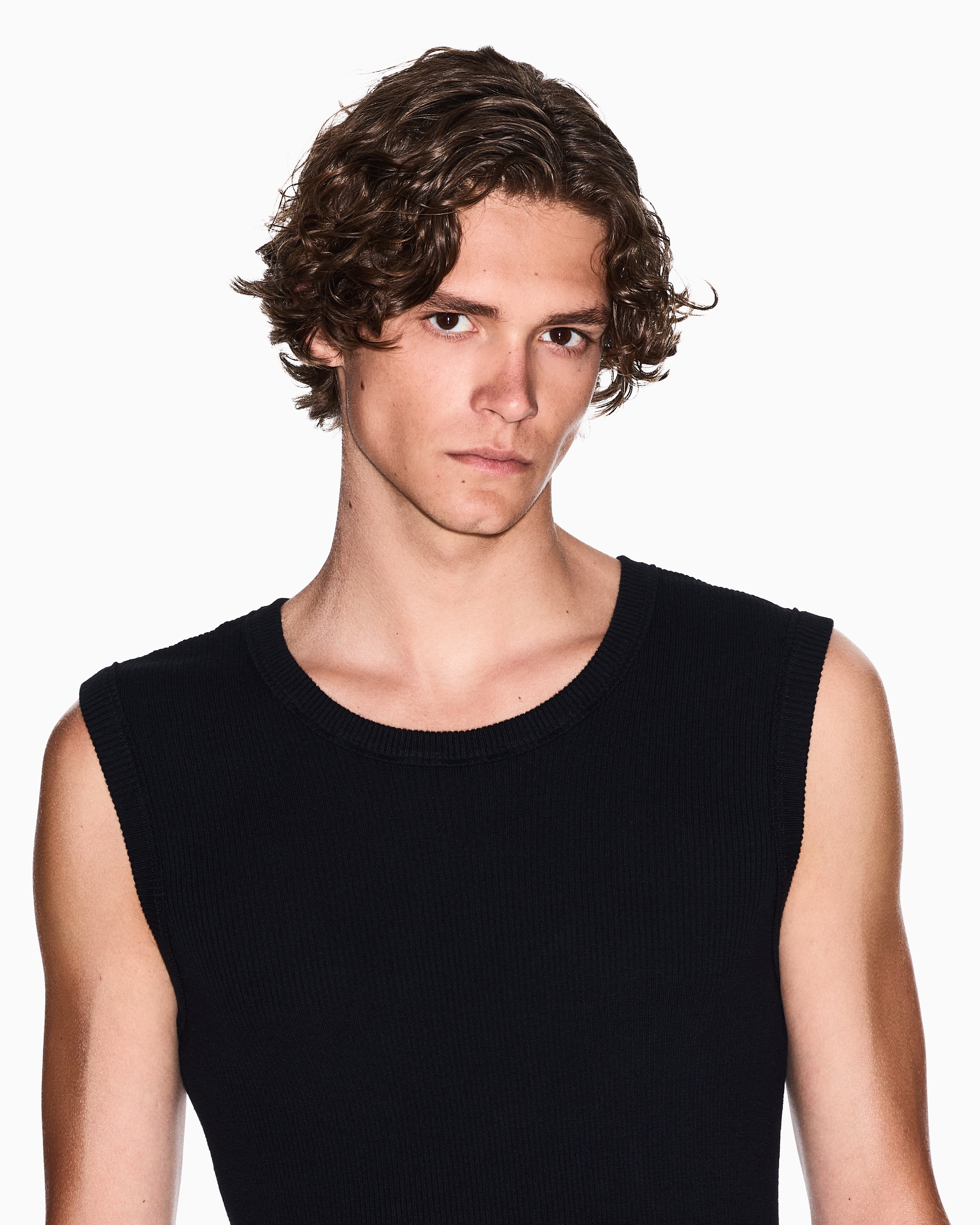 Armani Exchange - Ribbed cotton tank top, Man, Black, Size: