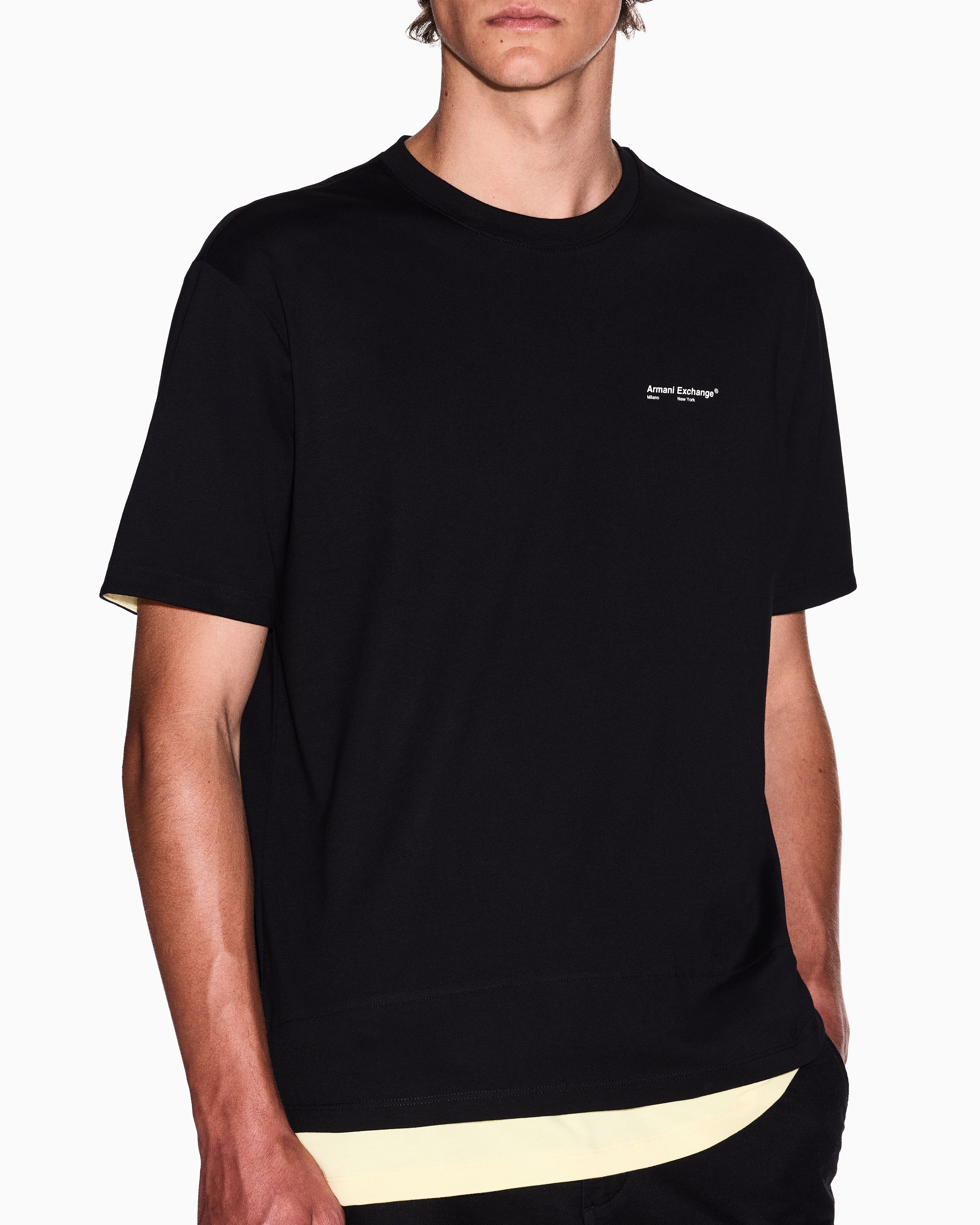 Armani Exchange - Double effect short-sleeved sweatshirt, Man, Black, Size:
