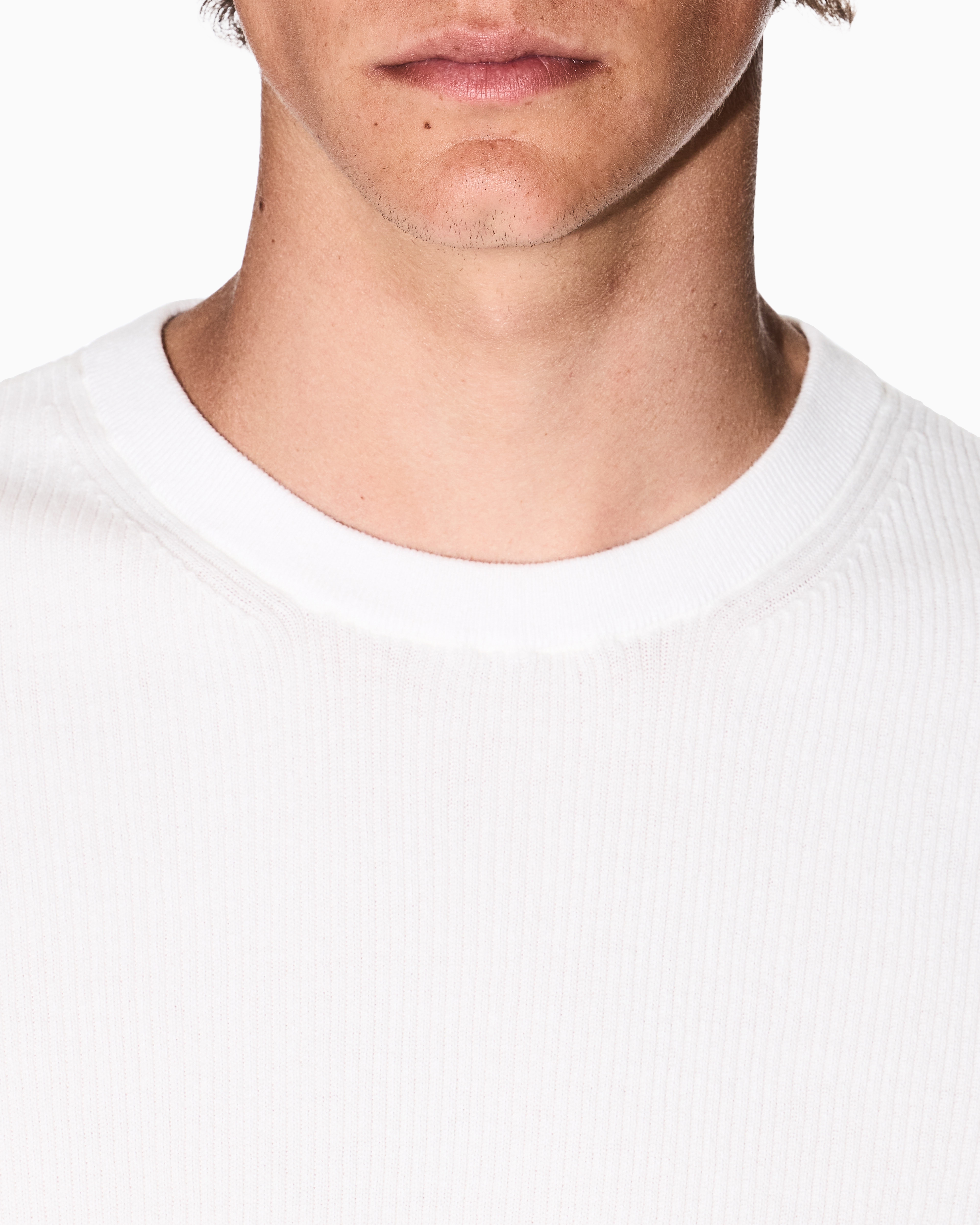 Armani Exchange - Cotton crew neck sweater, Man, White, Size: