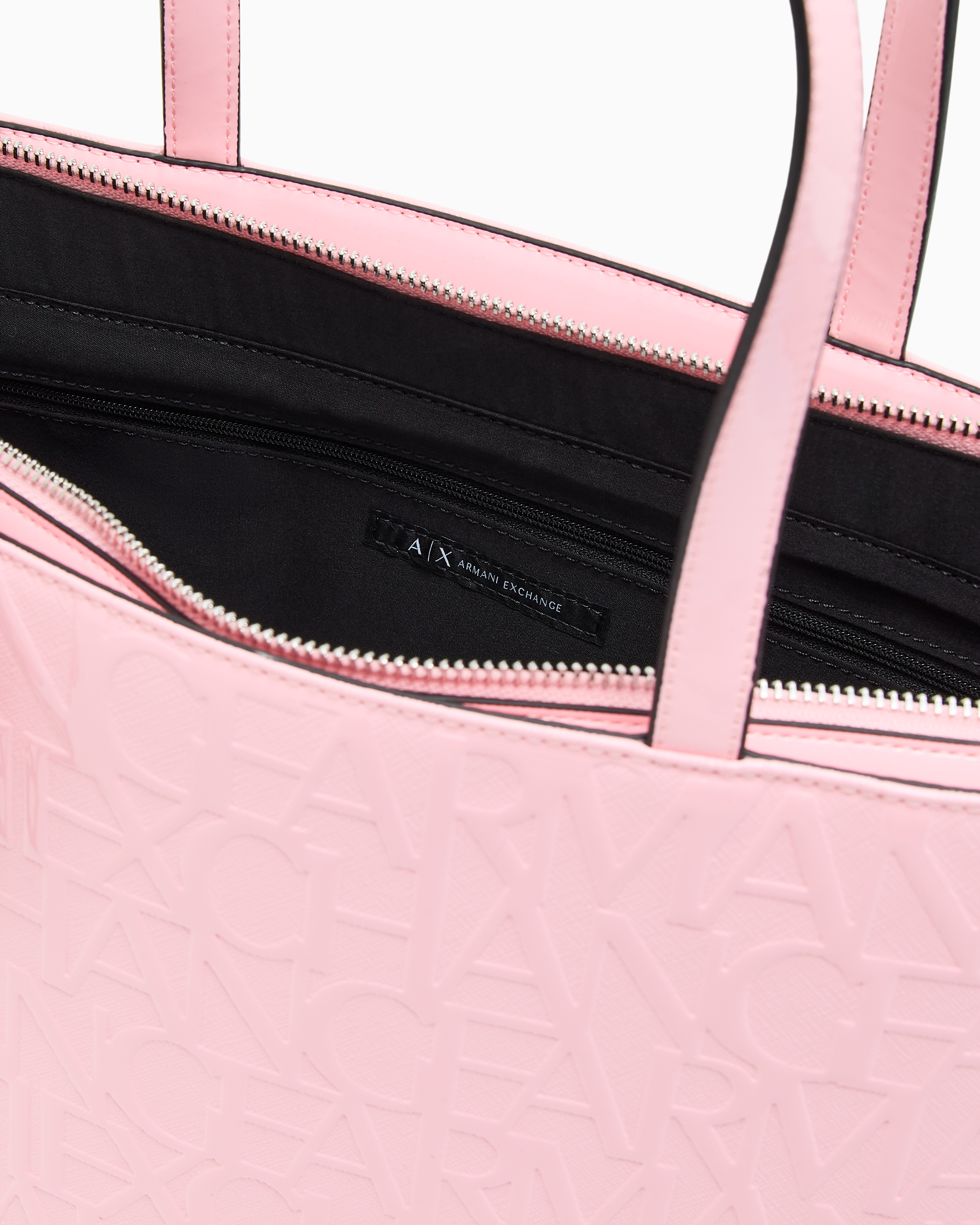 Armani Exchange - Shopper bag with allover logo, Woman, Pink, Size: TU
