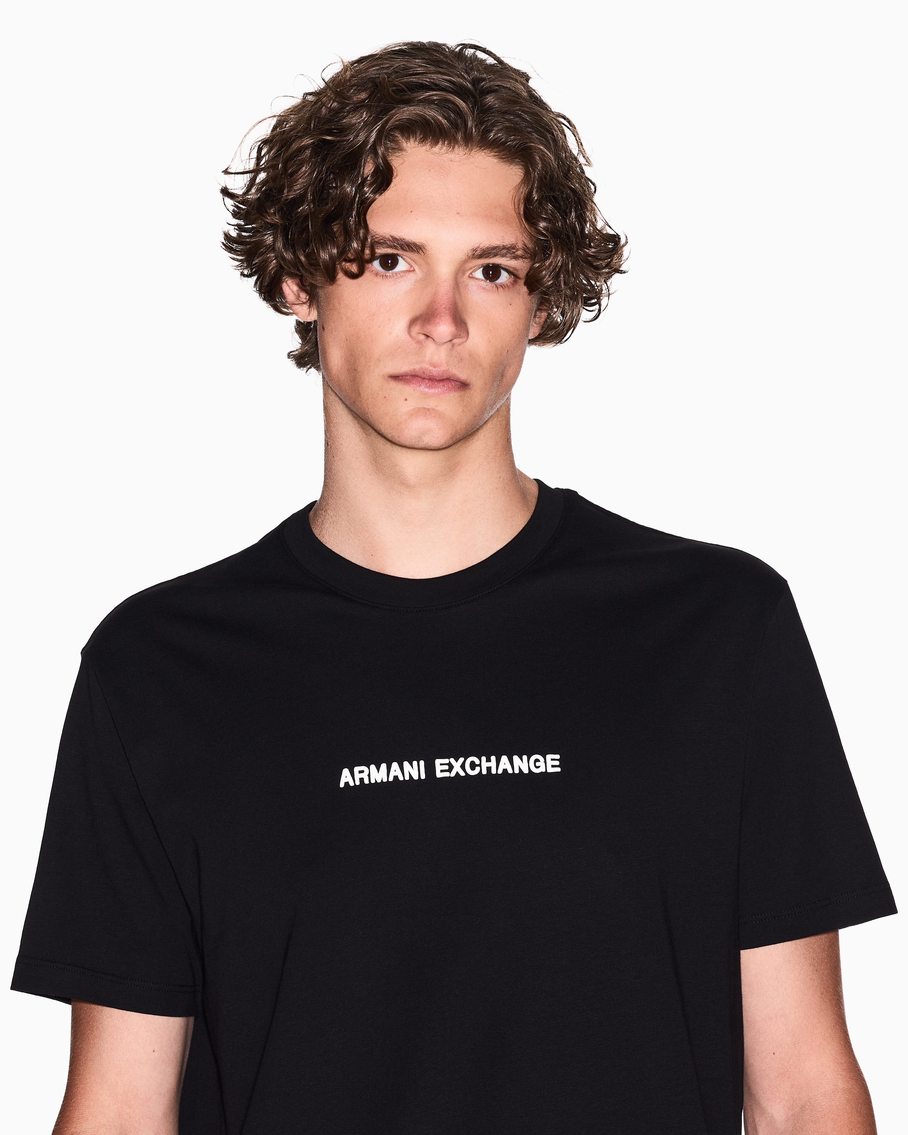 Armani Exchange - Regular fit T-shirt with logo print on the chest, Man, Black, Size: