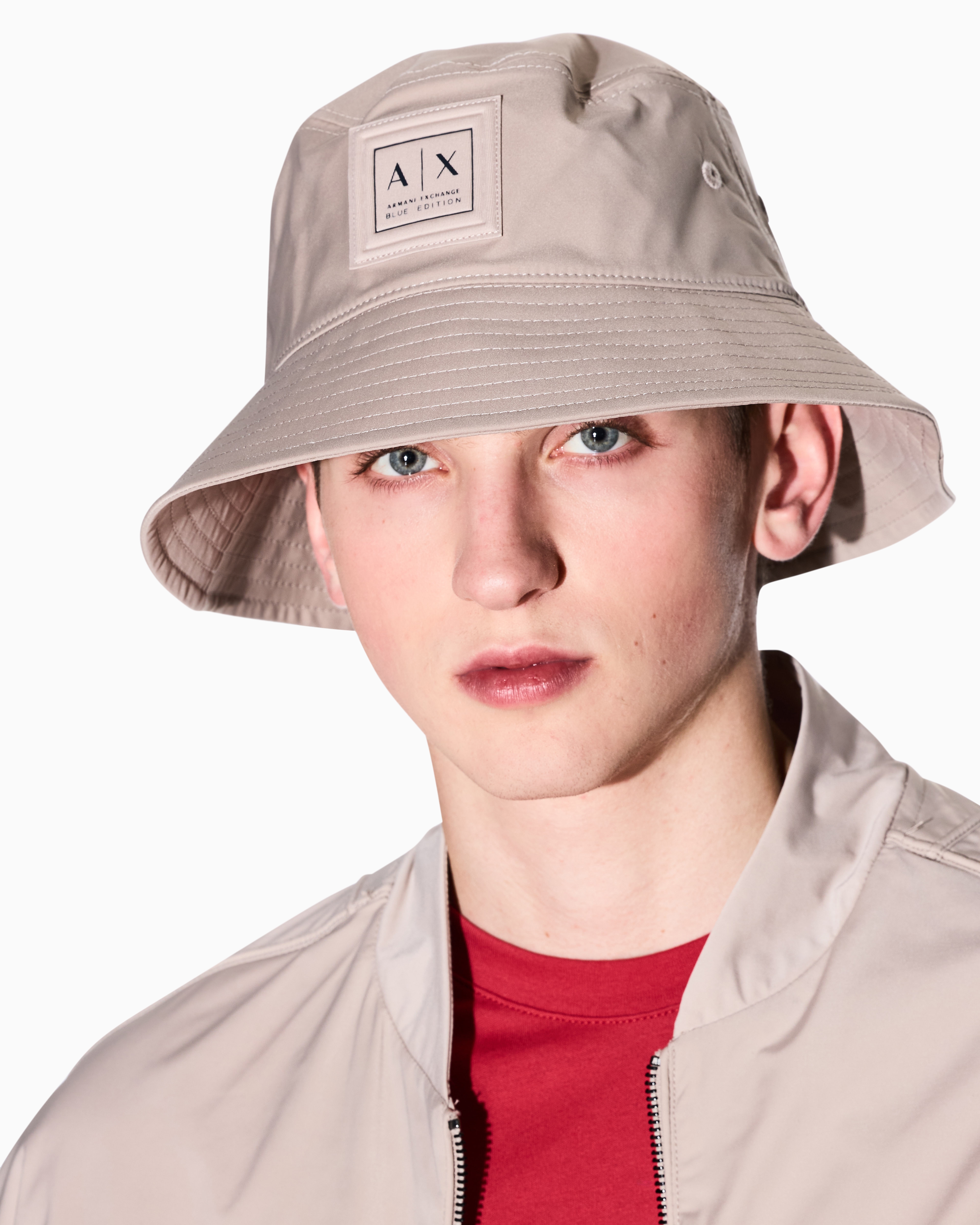 Armani Exchange -  Bucket hat with logo, Man, Beige, Size: