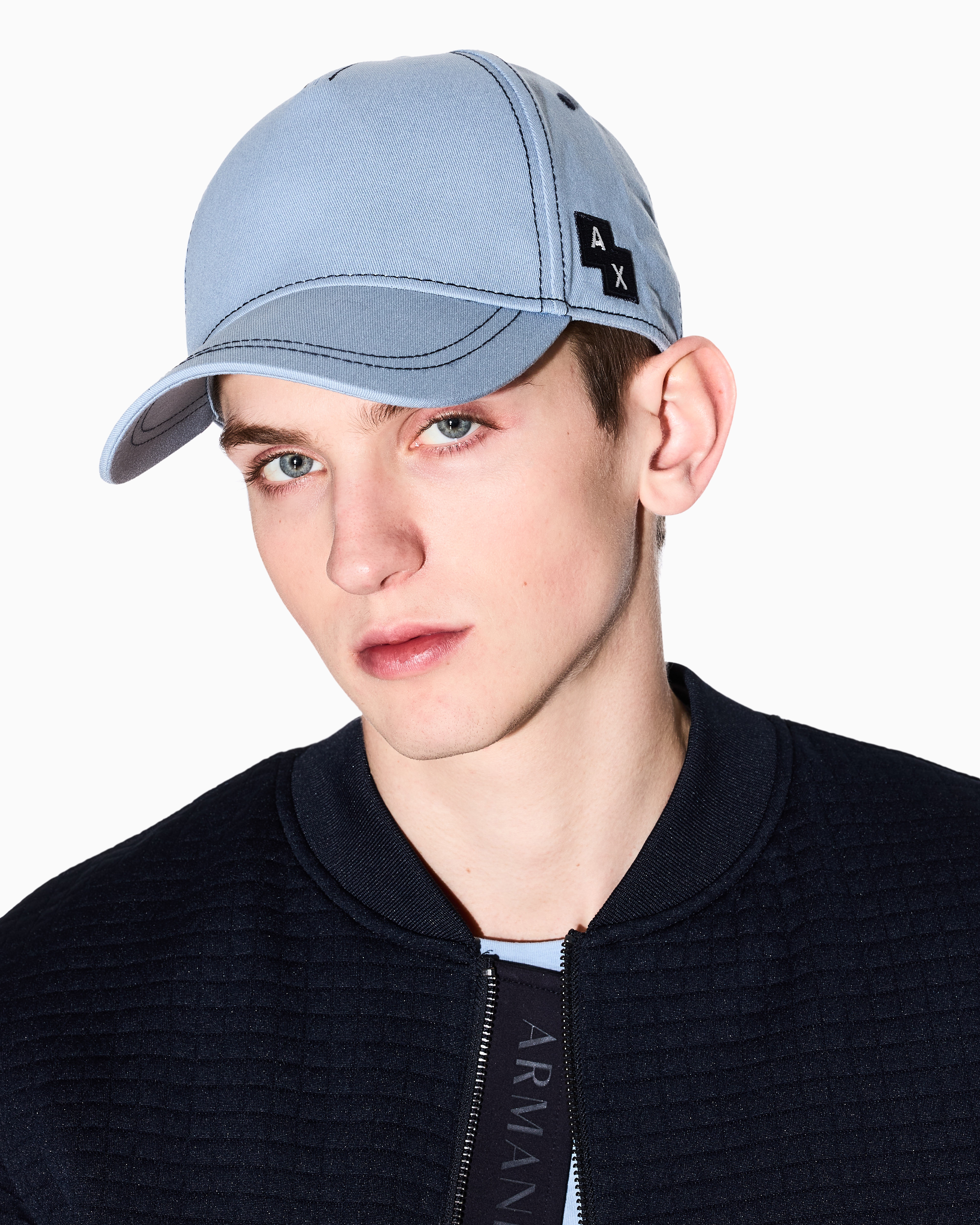 Armani Exchange - Hat with side logo, Man, Light Blue, Size: TU