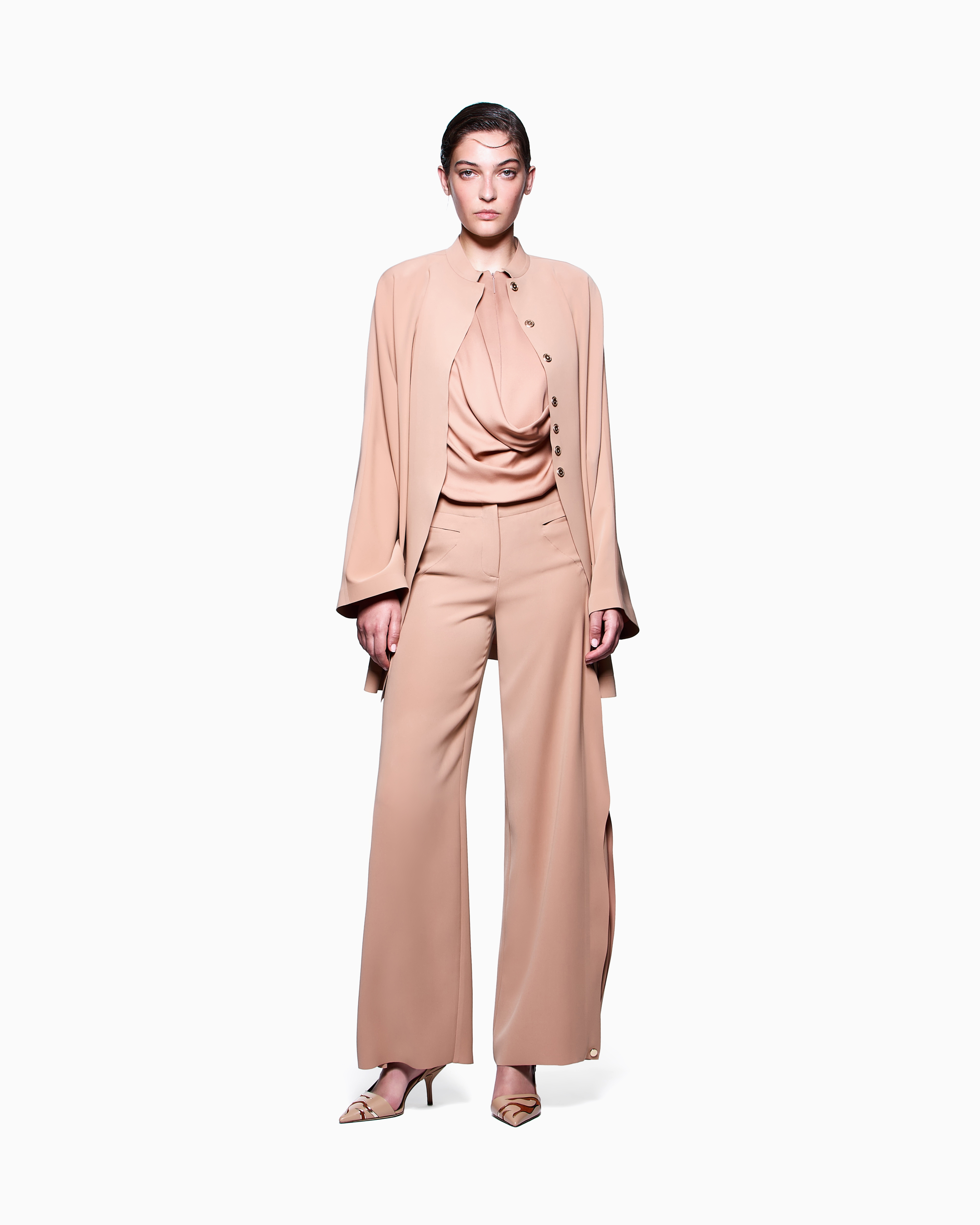 Giorgio Armani Top In Silk Double Georgette In Pink