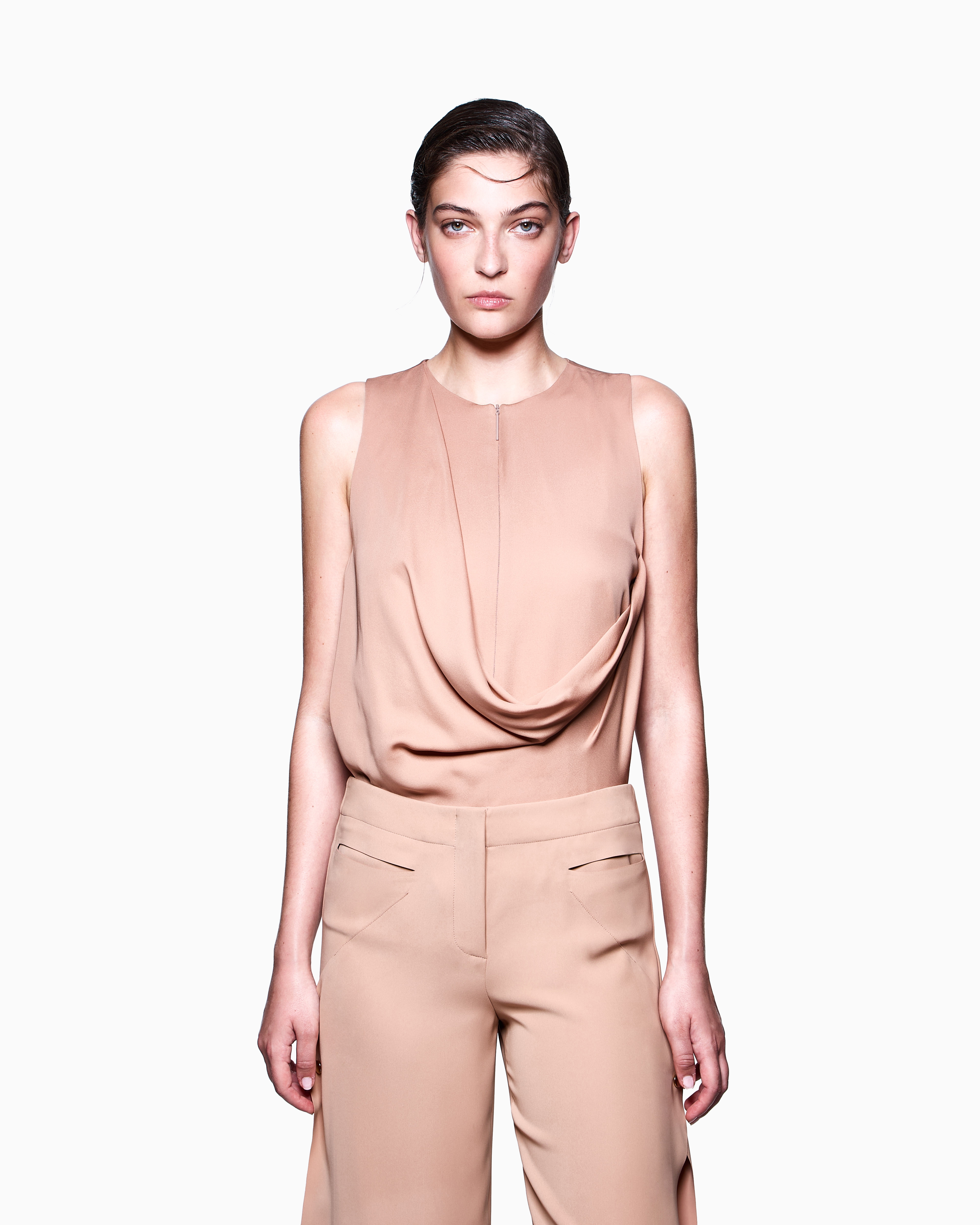 Giorgio Armani Top In Silk Double Georgette In Pink