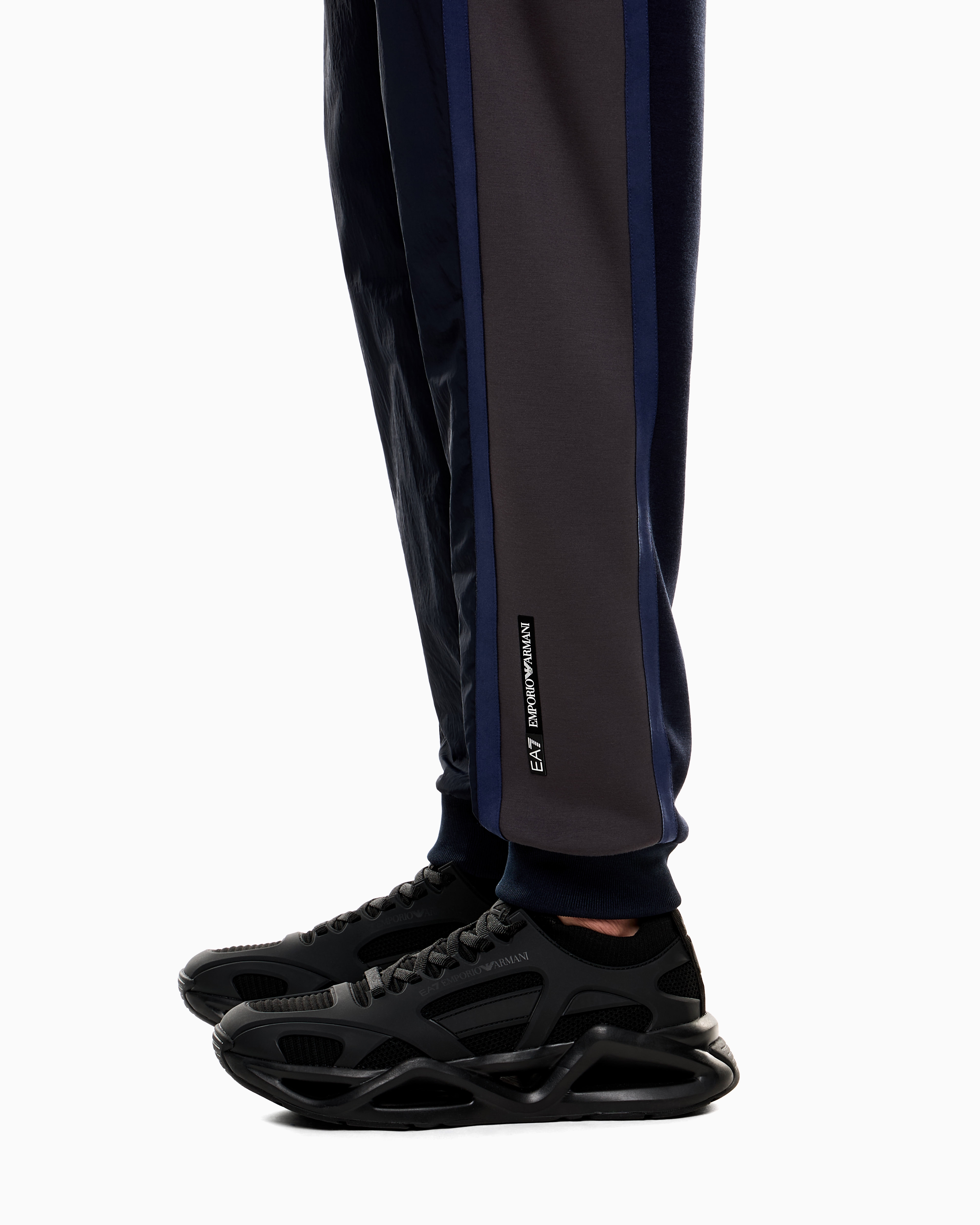 Ea7 Athletic Colour Block Joggers In A Nylon And Viscose Blend