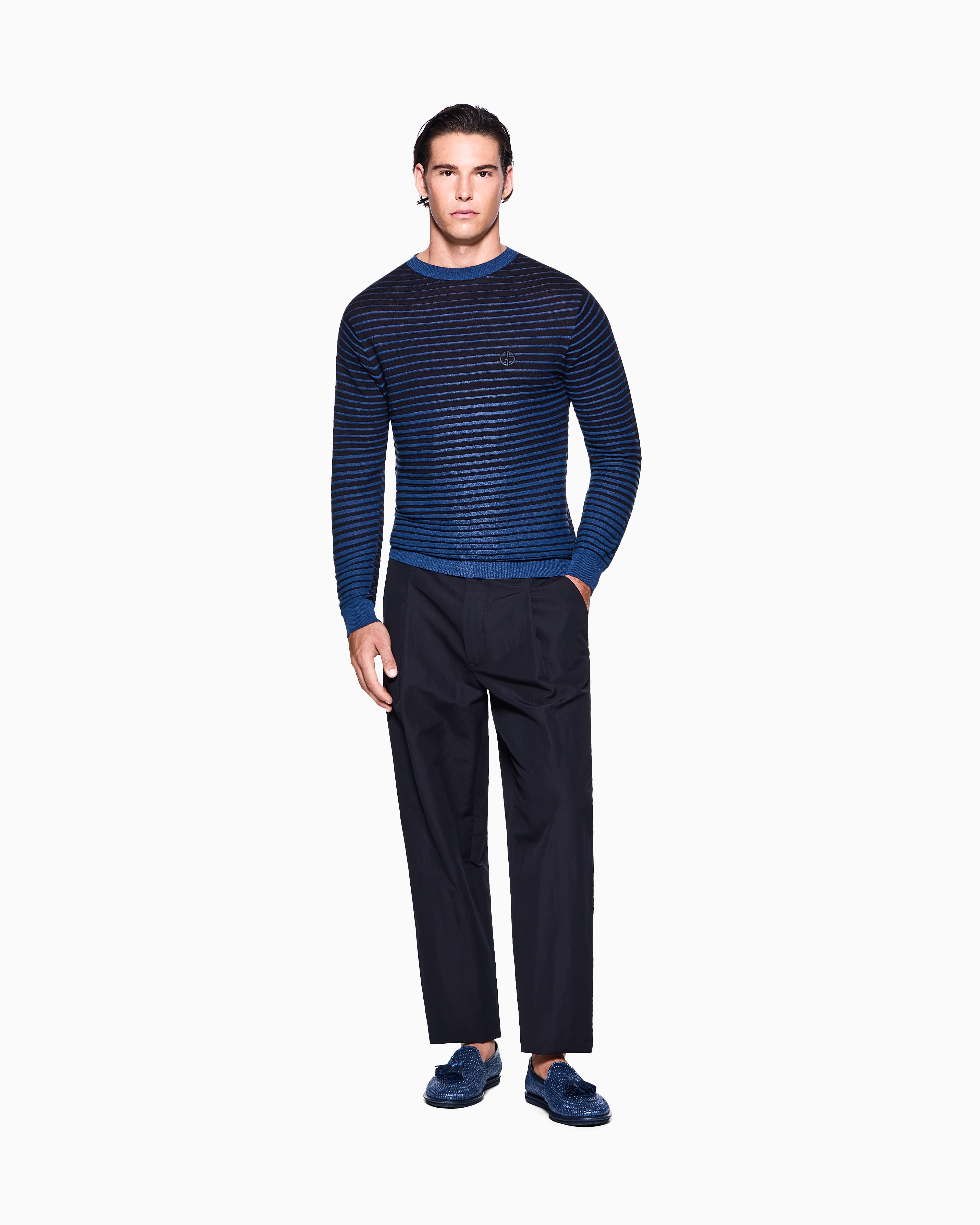 ARMANI COLLEZIONI　美品　M　48　グレー　ファー　カシミヤ混 希少サイズ 極美品 アルマーニ コレツィオーニ 総柄プリント 襟