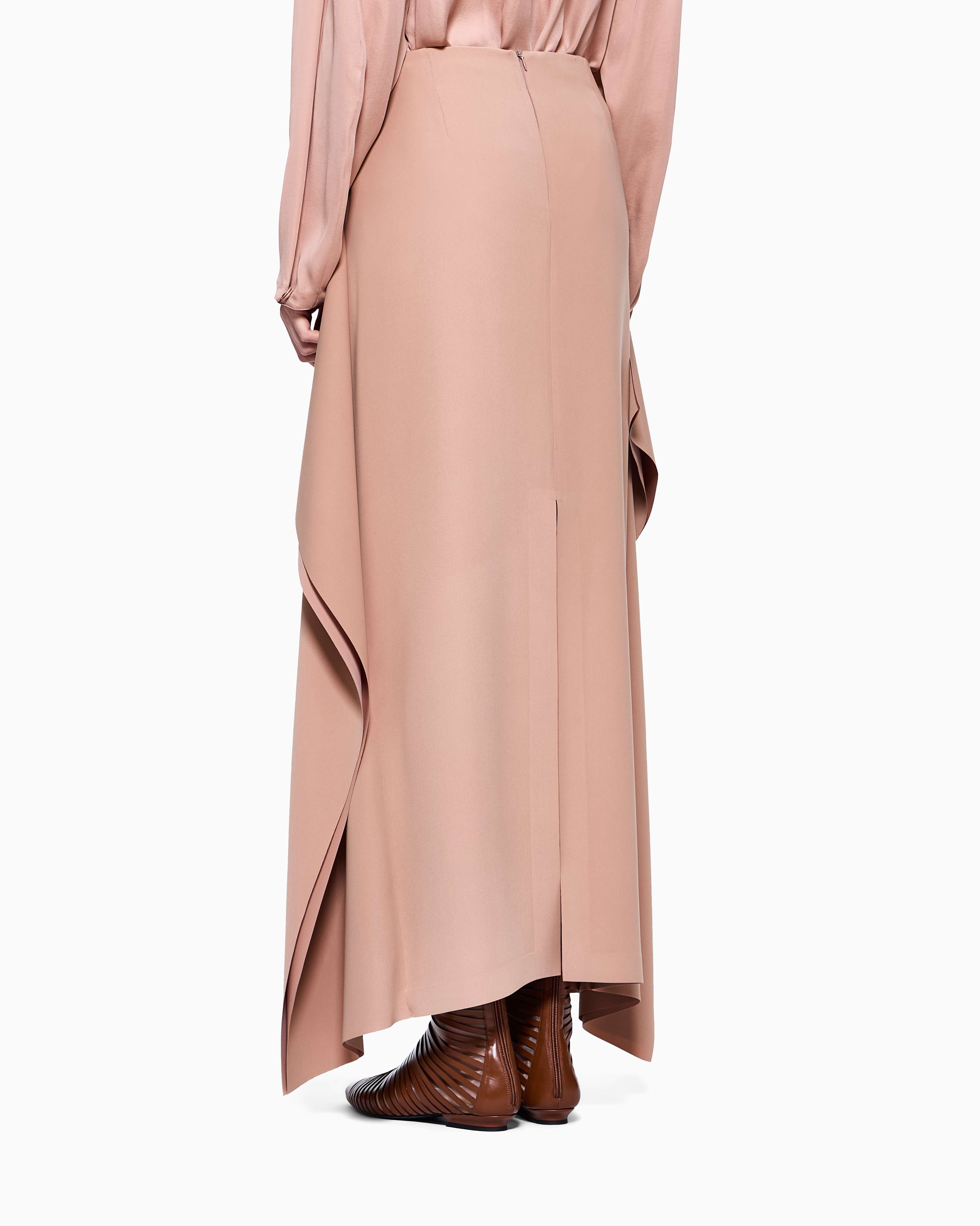 Giorgio Armani Long Technical Cady Skirt In Pink
