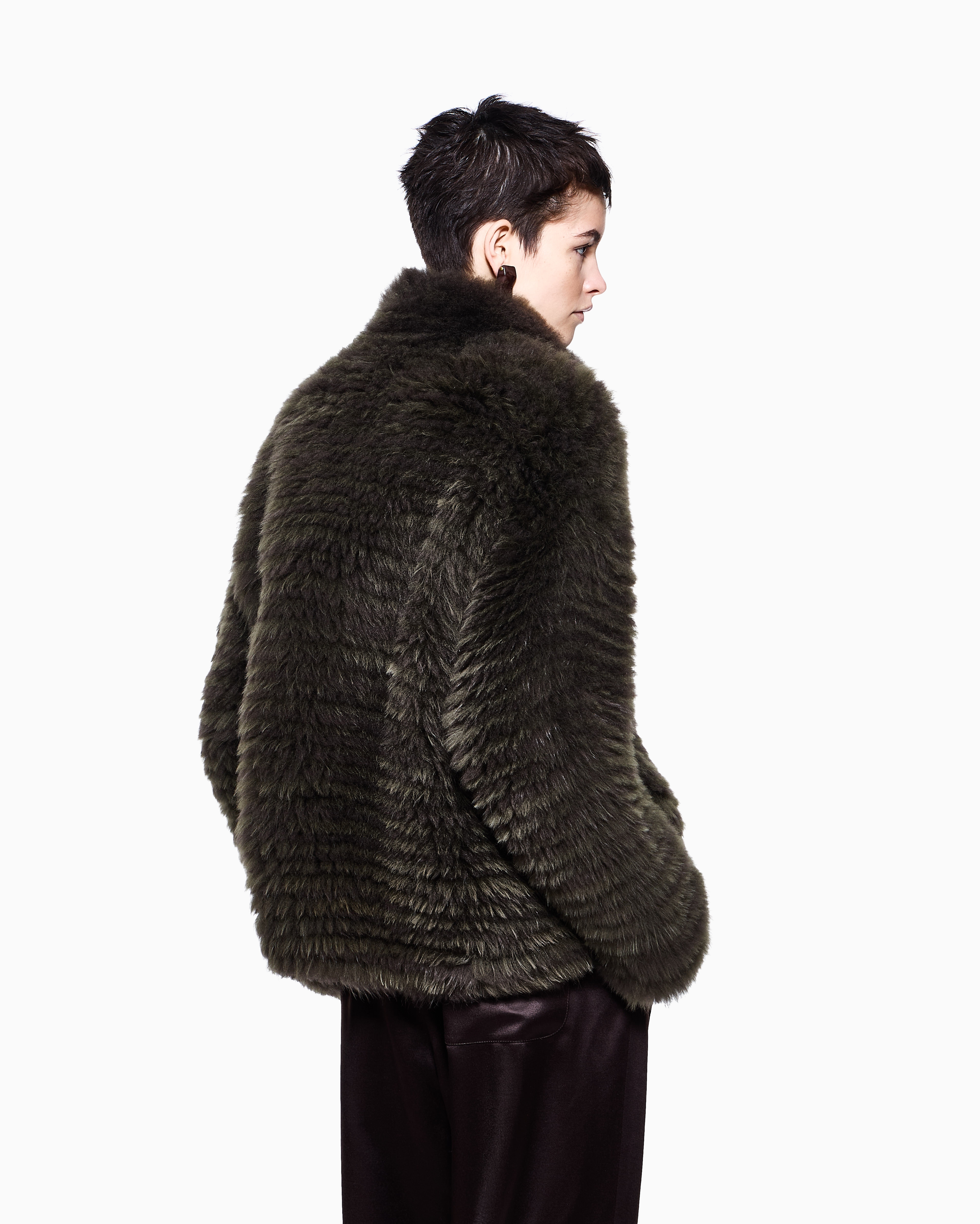 Giorgio Armani Two-tone Cashmere Oversized Blouson In Brown