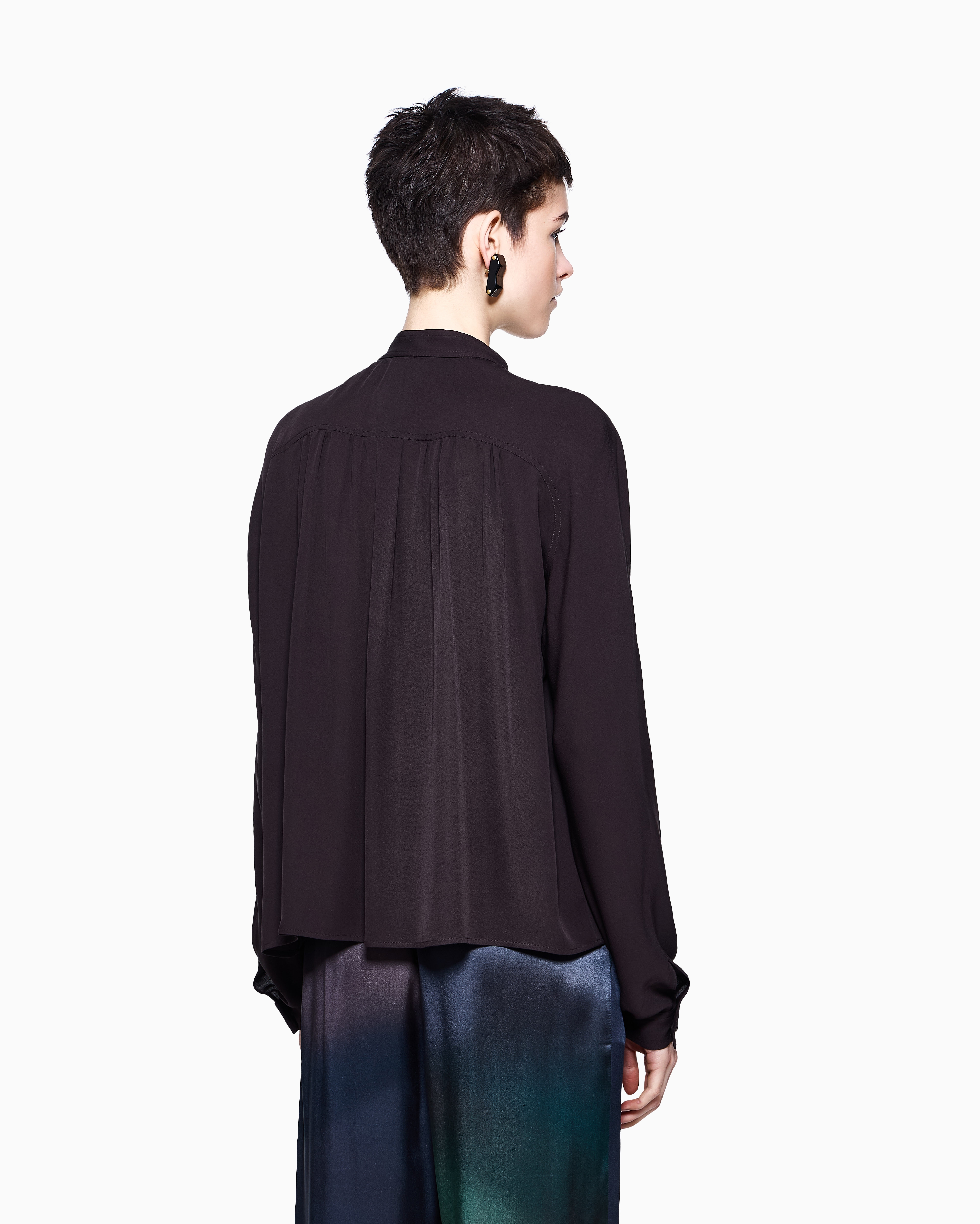 Giorgio Armani Women Doublebreasted Silk Shirt In Brown