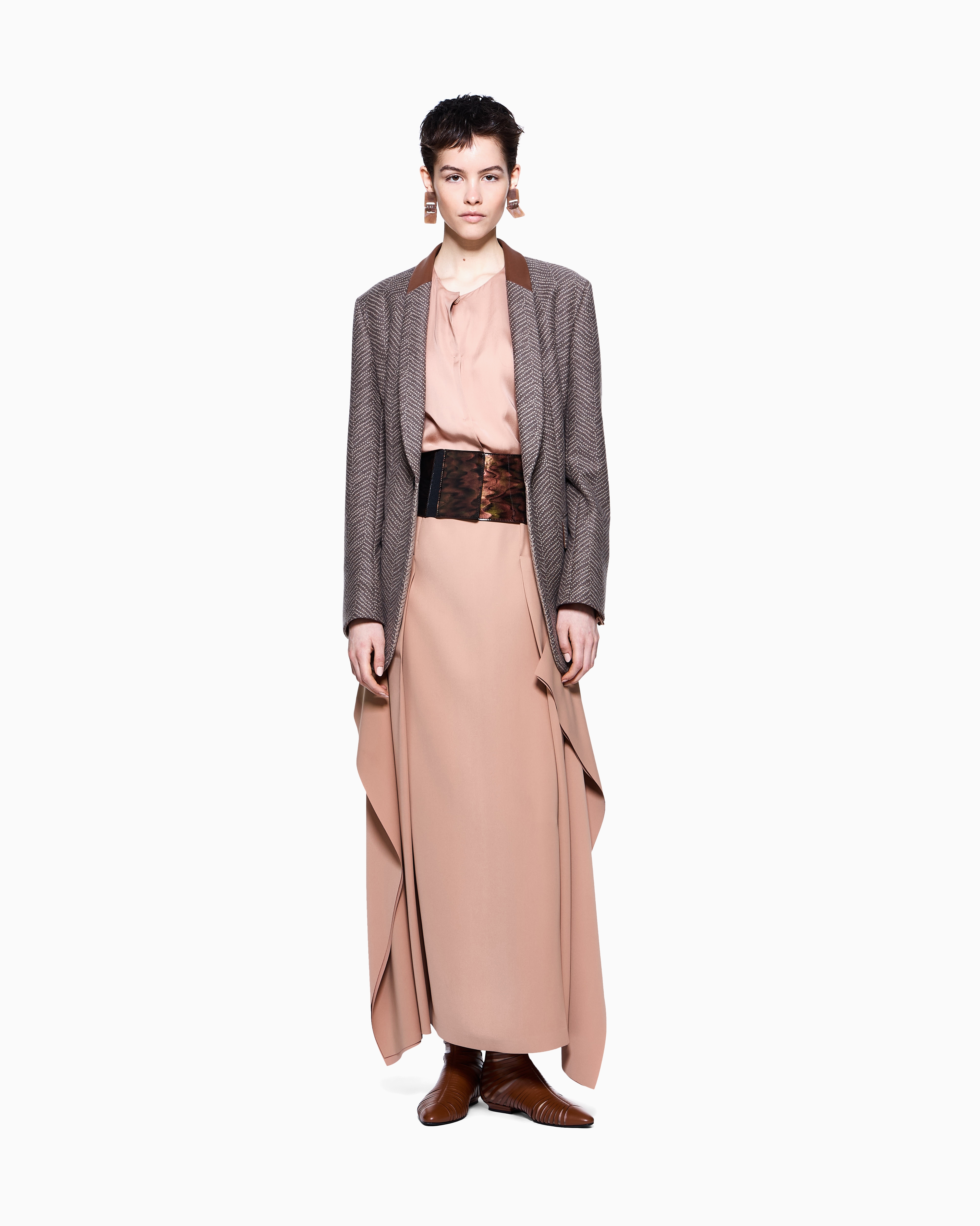 Giorgio Armani Long Technical Cady Skirt In Pink