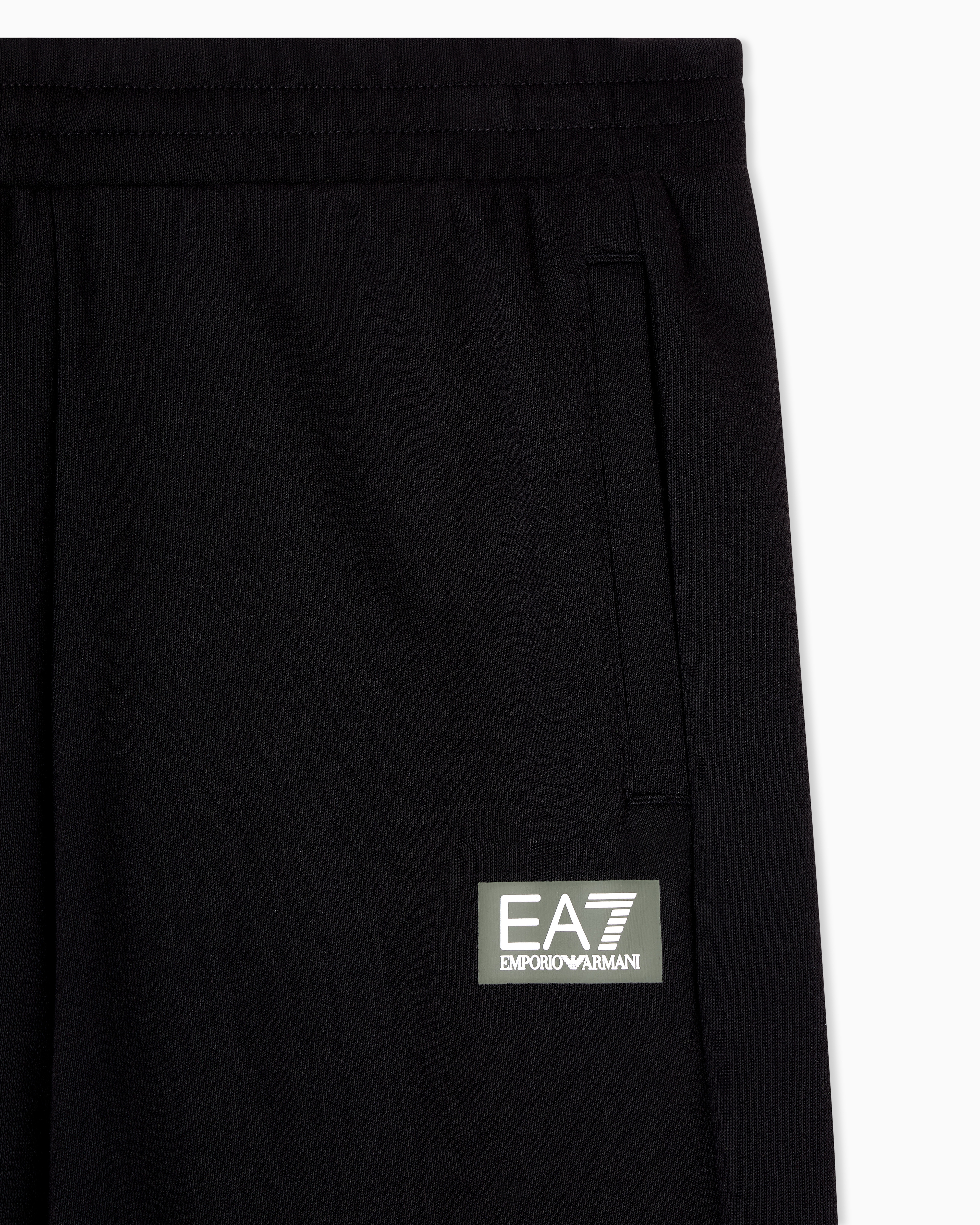 Ea7 Emporio Armani Boys Black Cotton Monogram Joggers In Black