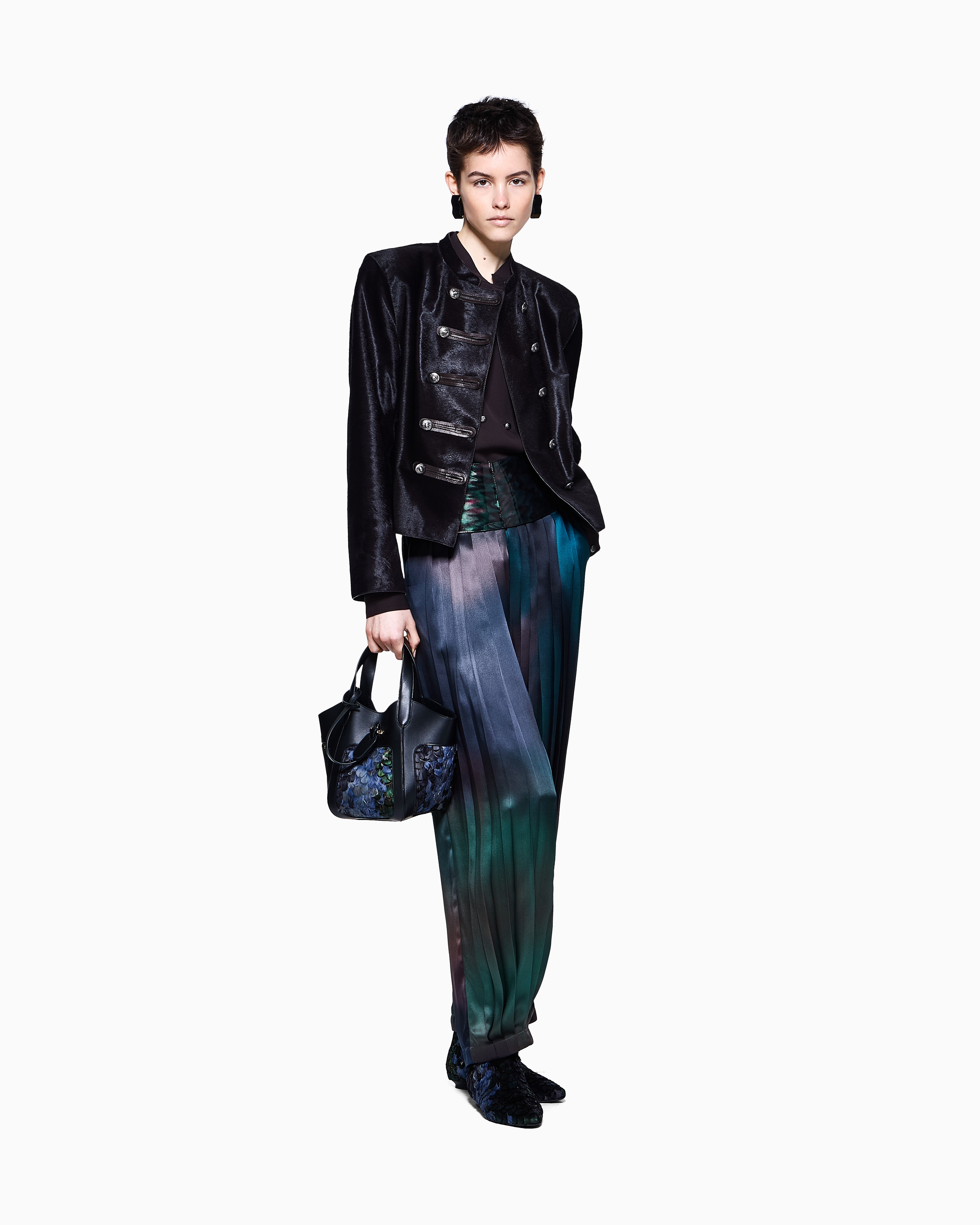 Giorgio Armani Women Doublebreasted Silk Shirt In Brown