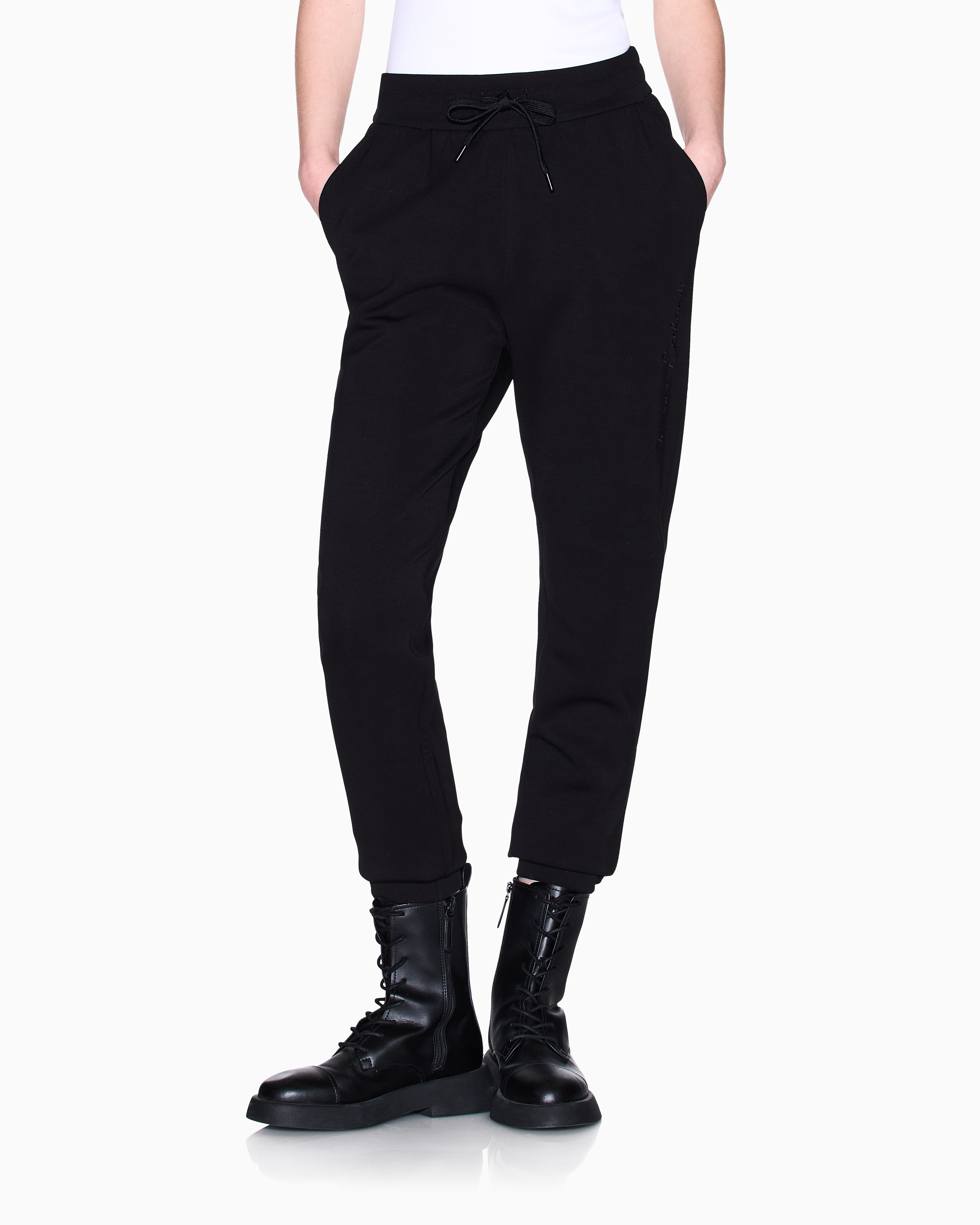 Armani Exchange - Scuba fabric jogger pants, Woman, Black, Size: