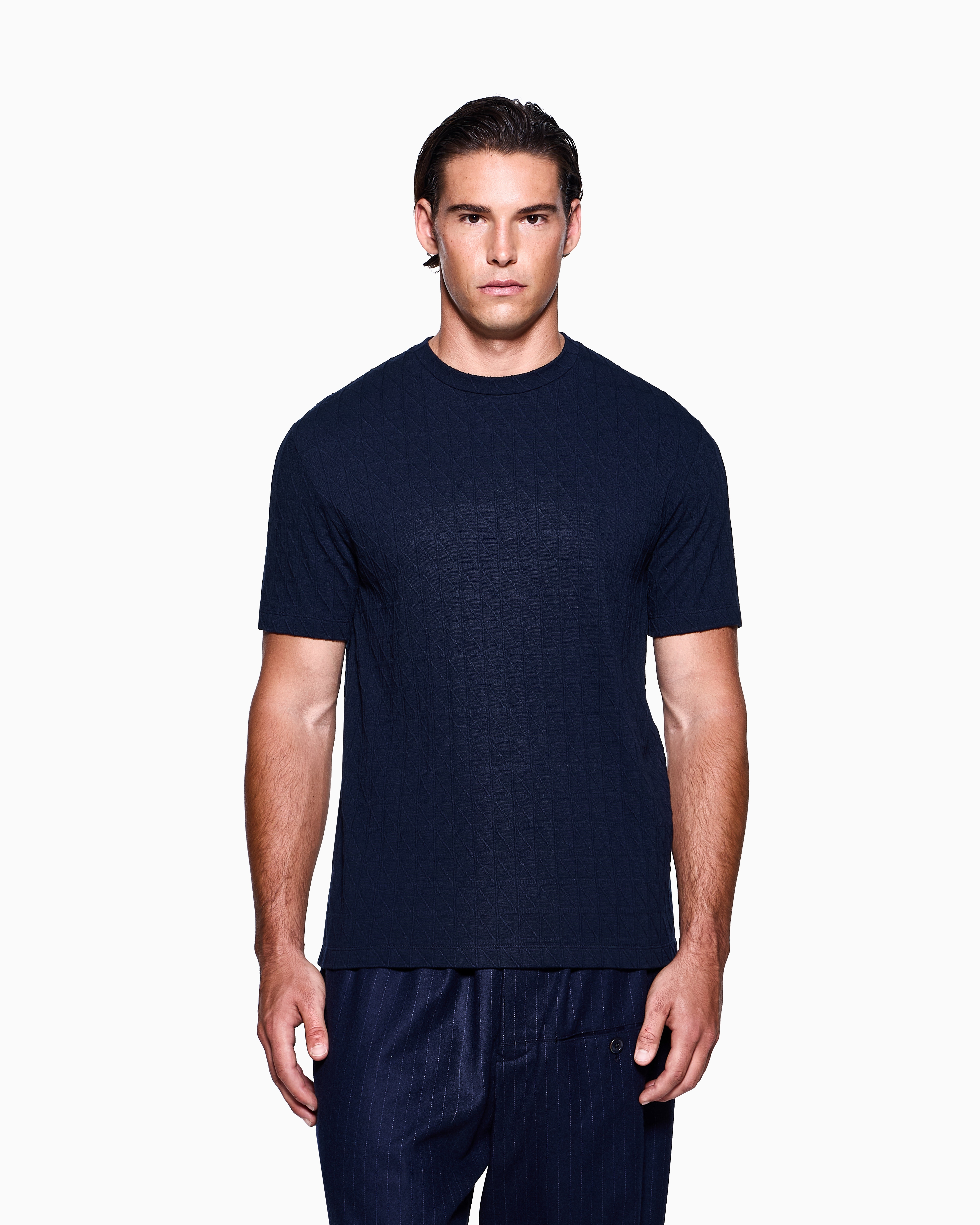 Giorgio Armani Asv Stretch Viscose And Cashmere Blend Crew Neck T-shirt