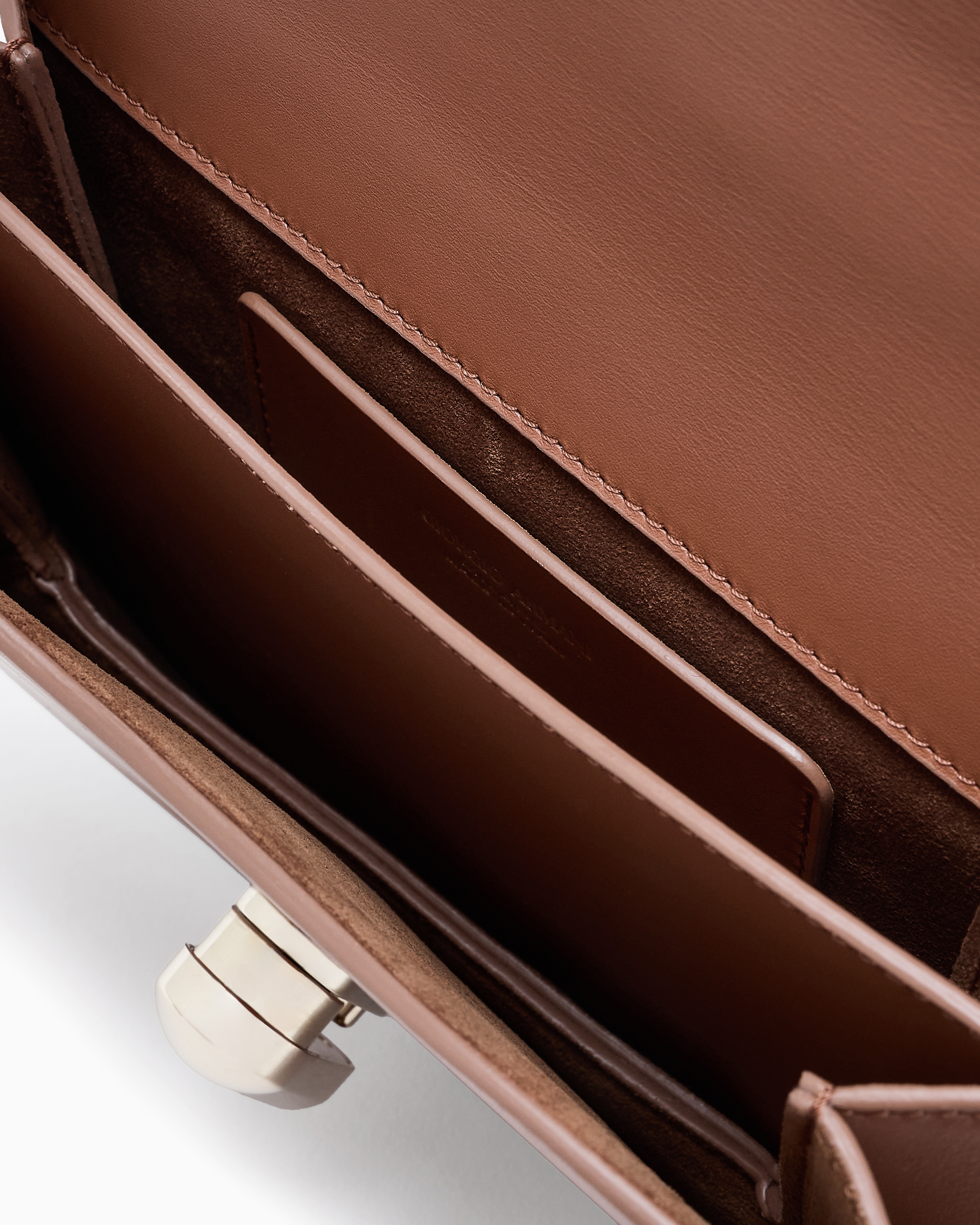 Giorgio Armani Leather Shoulder Bag In Brown