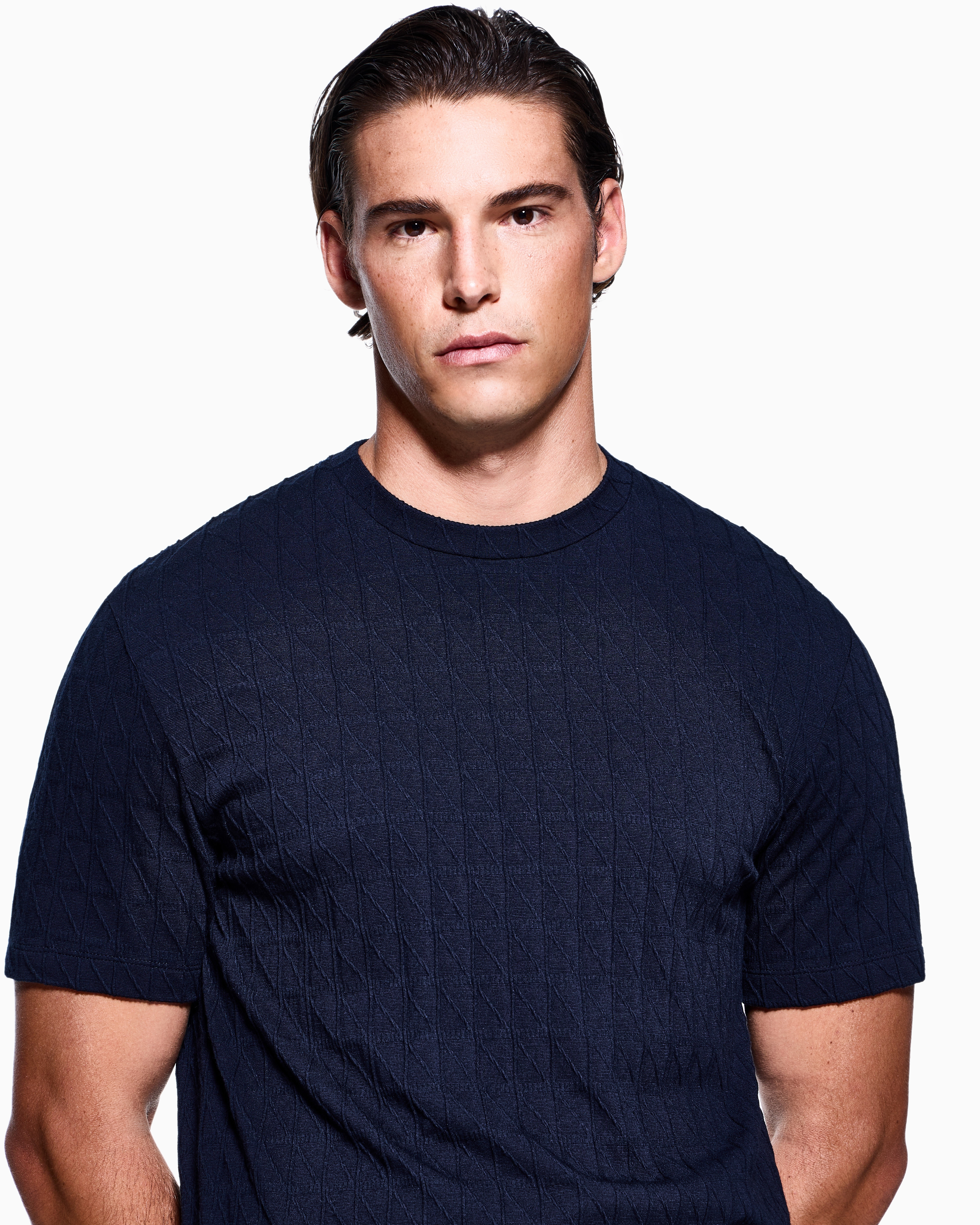 Giorgio Armani Asv Stretch Viscose And Cashmere Blend Crew Neck T-shirt
