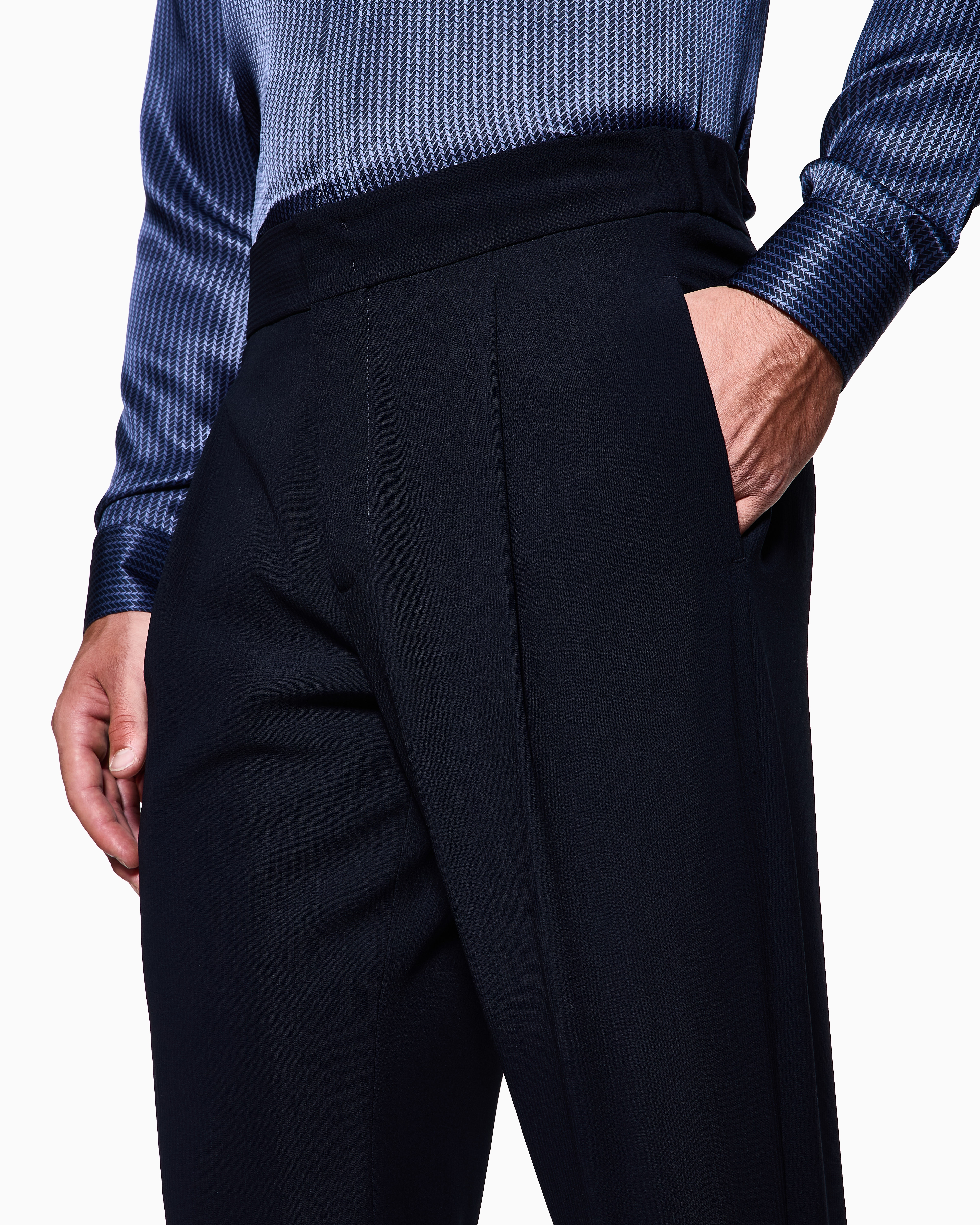 Giorgio Armani Single-dart, Wool-crêpe Trousers In Black
