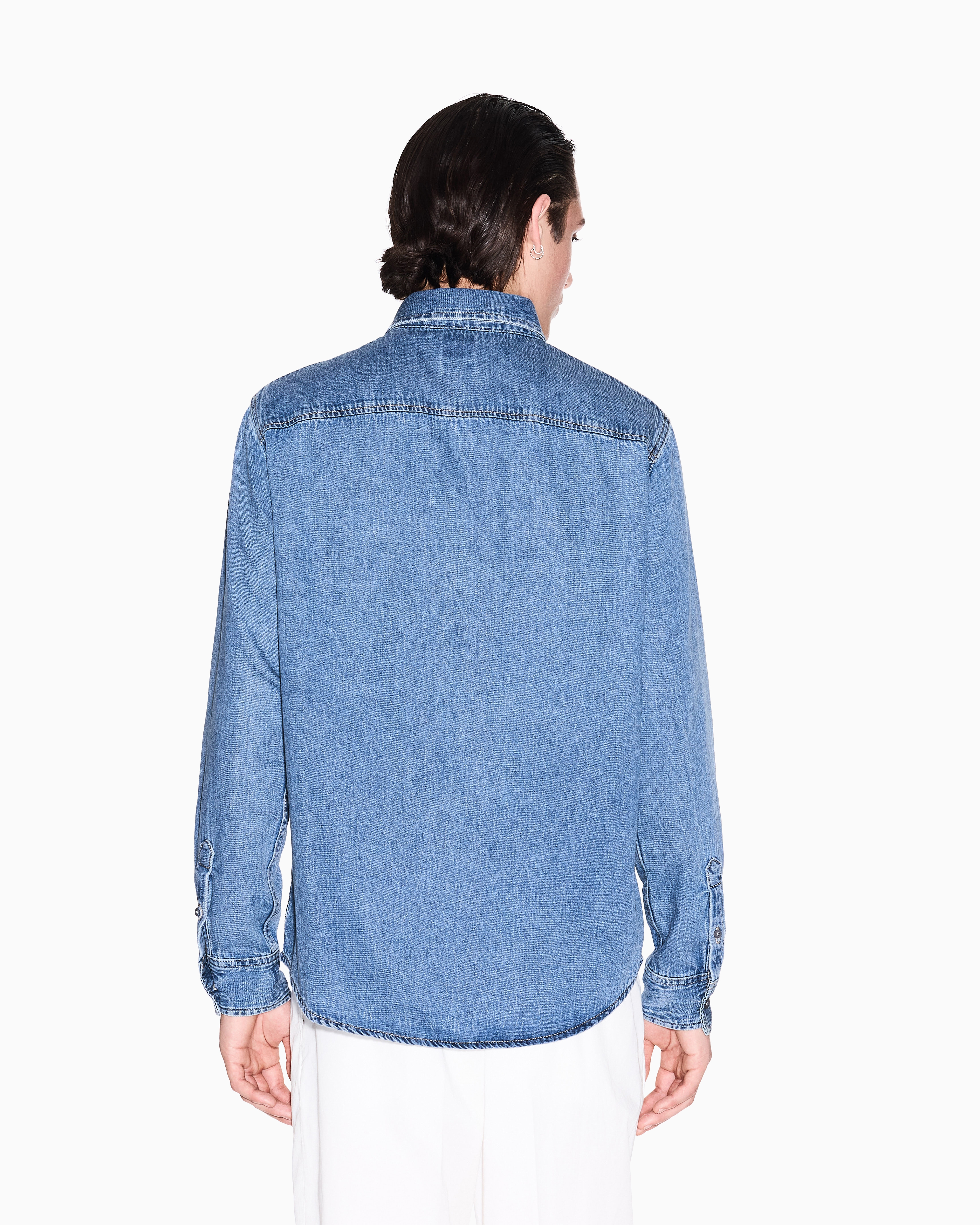 Armani Exchange - Regular fit denim shirt, Man, Blue, Size: