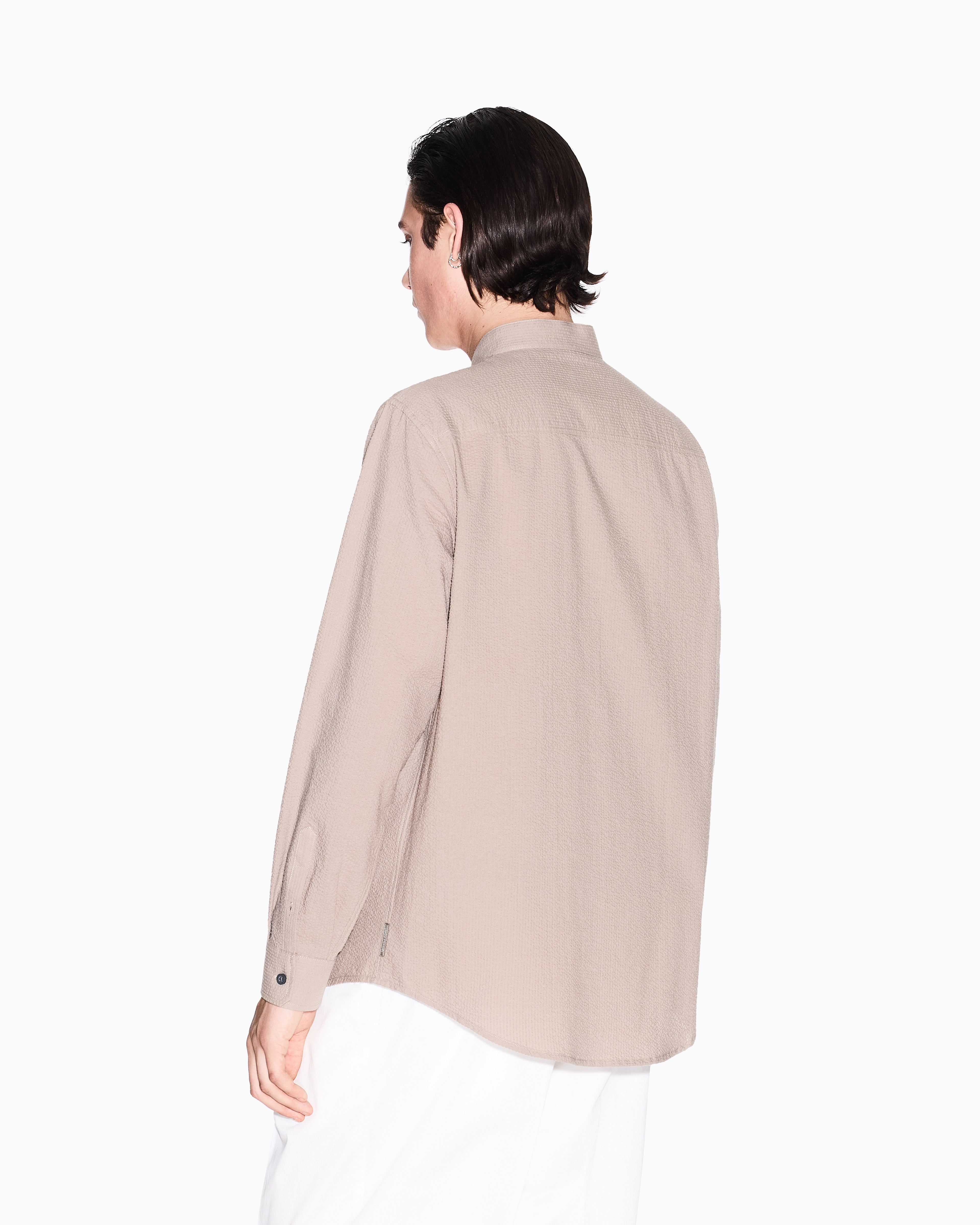 Armani Exchange - Regular fit shirt yarn dyed cotton, Man, Beige, Size: