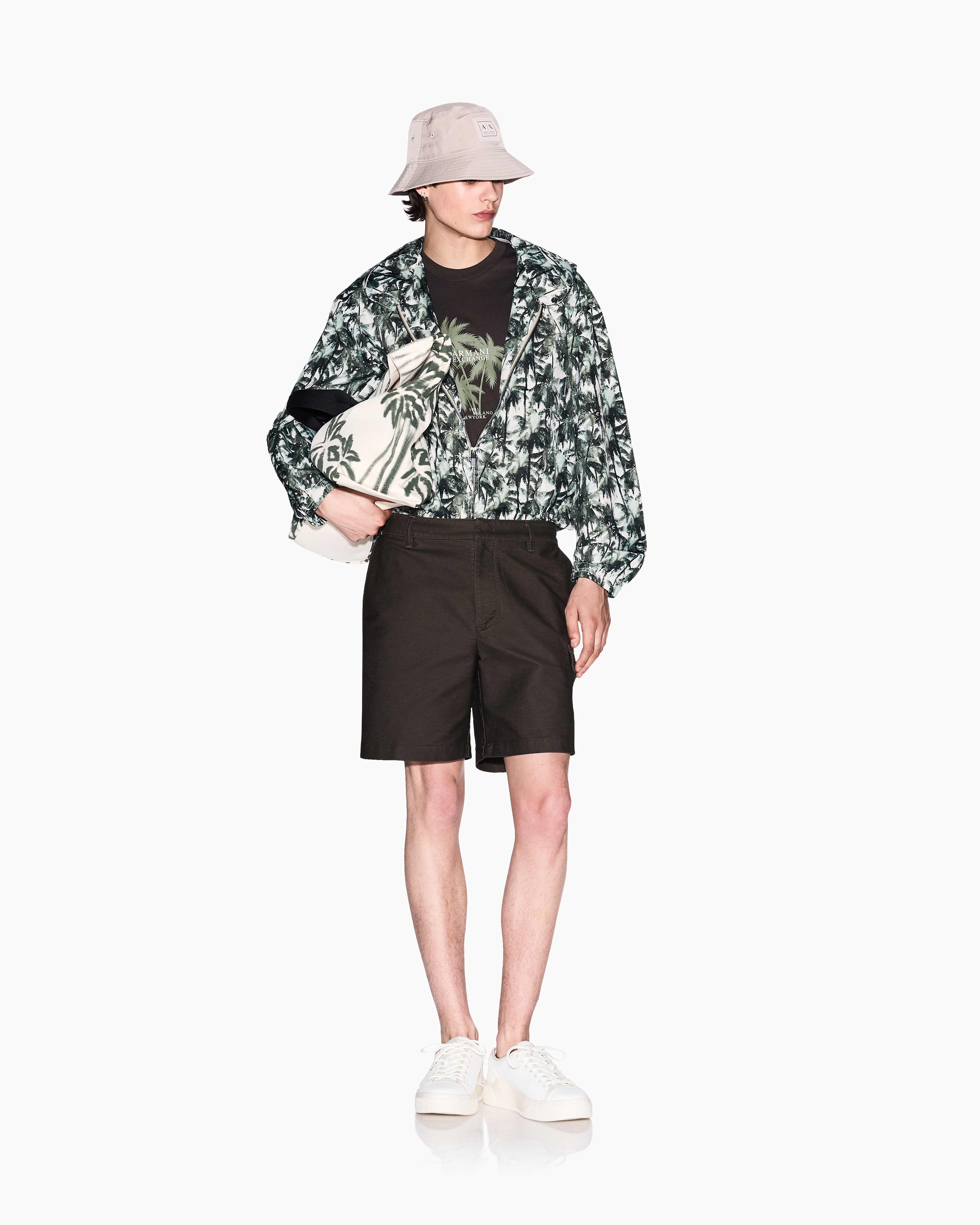 Armani Exchange -  Regular fit palm tree print t-shirt, Man, Green, Size: