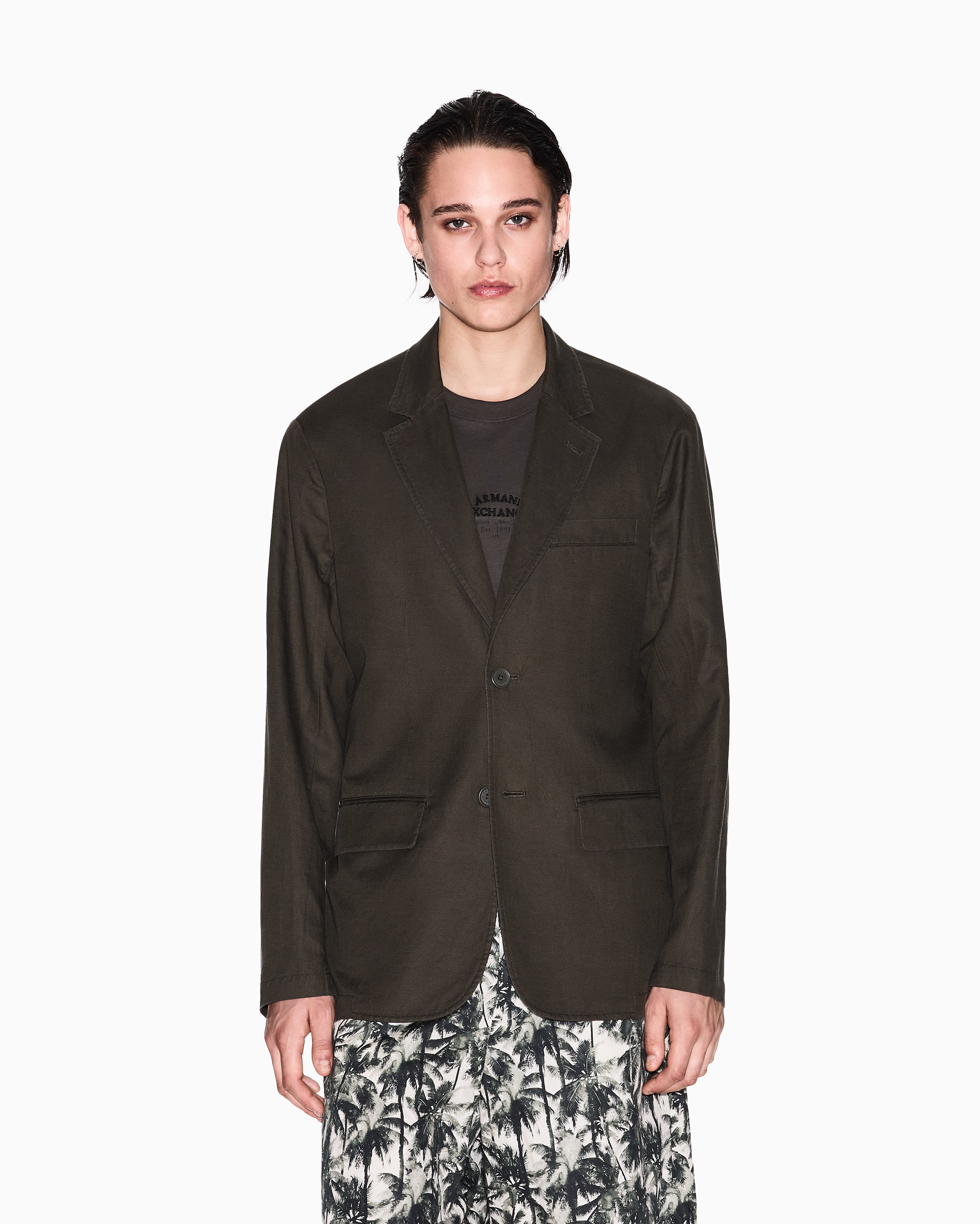 Single-breasted jacket linen and lyocell