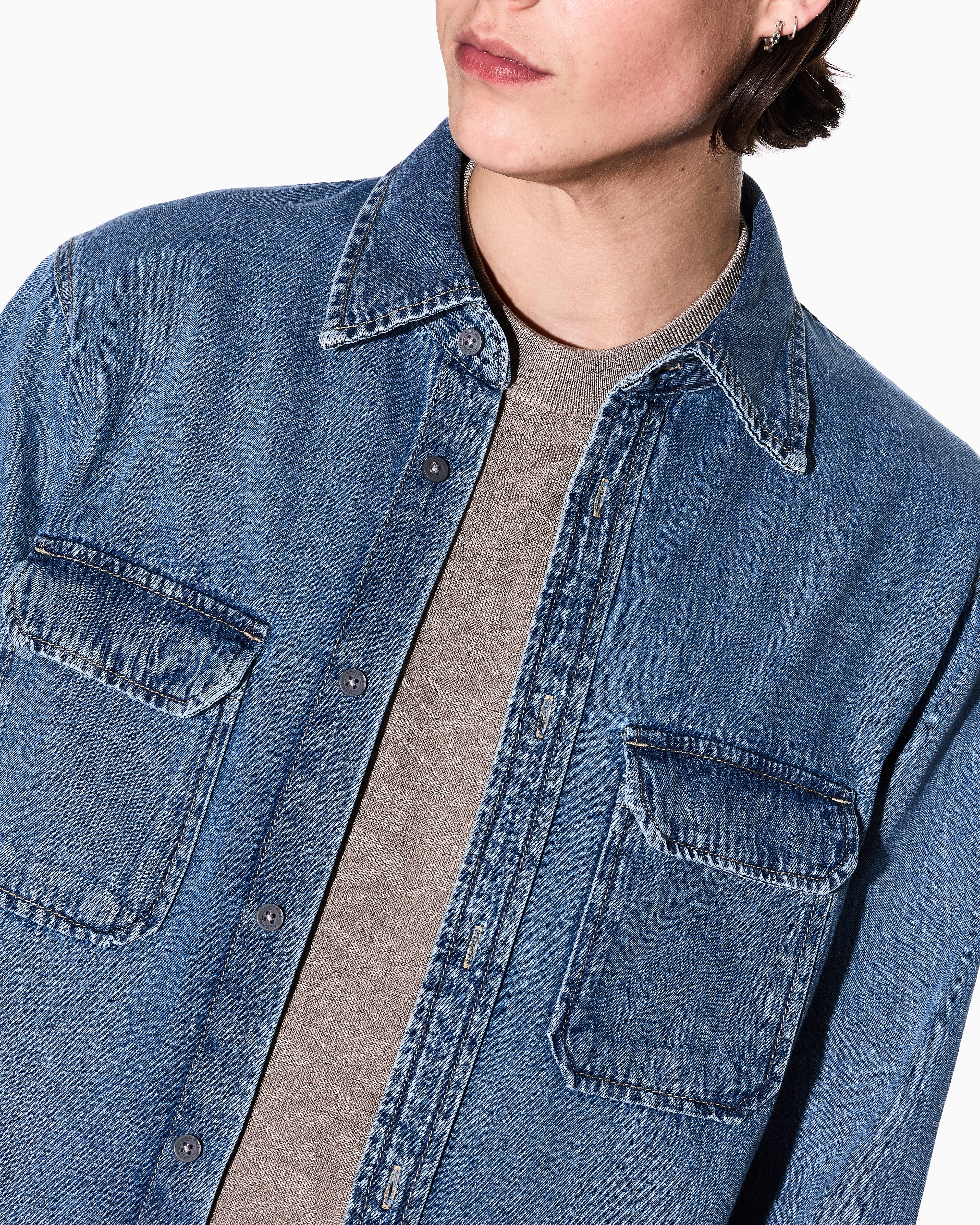 Armani Exchange - Regular fit denim shirt, Man, Blue, Size: