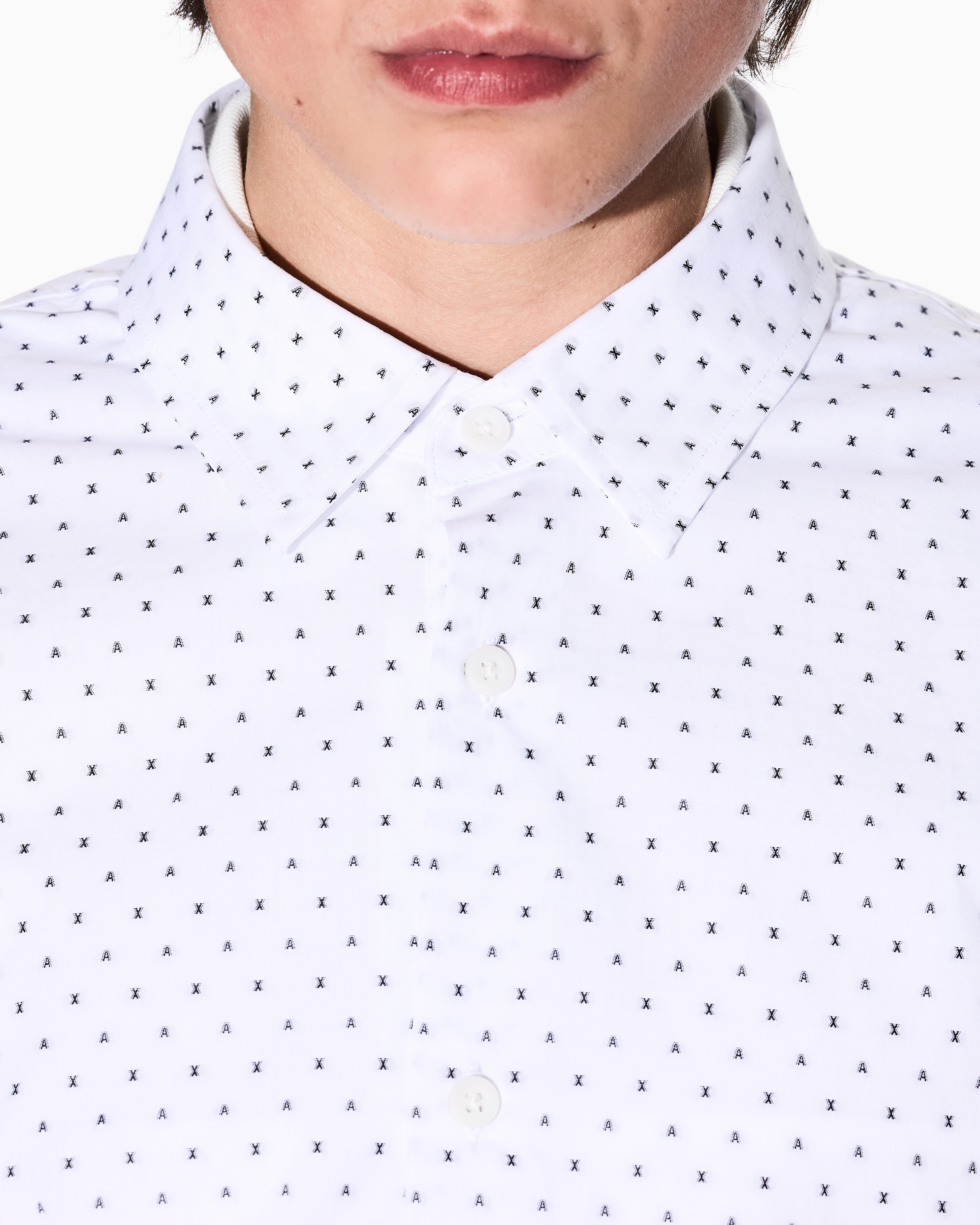 Armani Exchange - Regular fit cotton jacquard shirt, Man, White, Size: