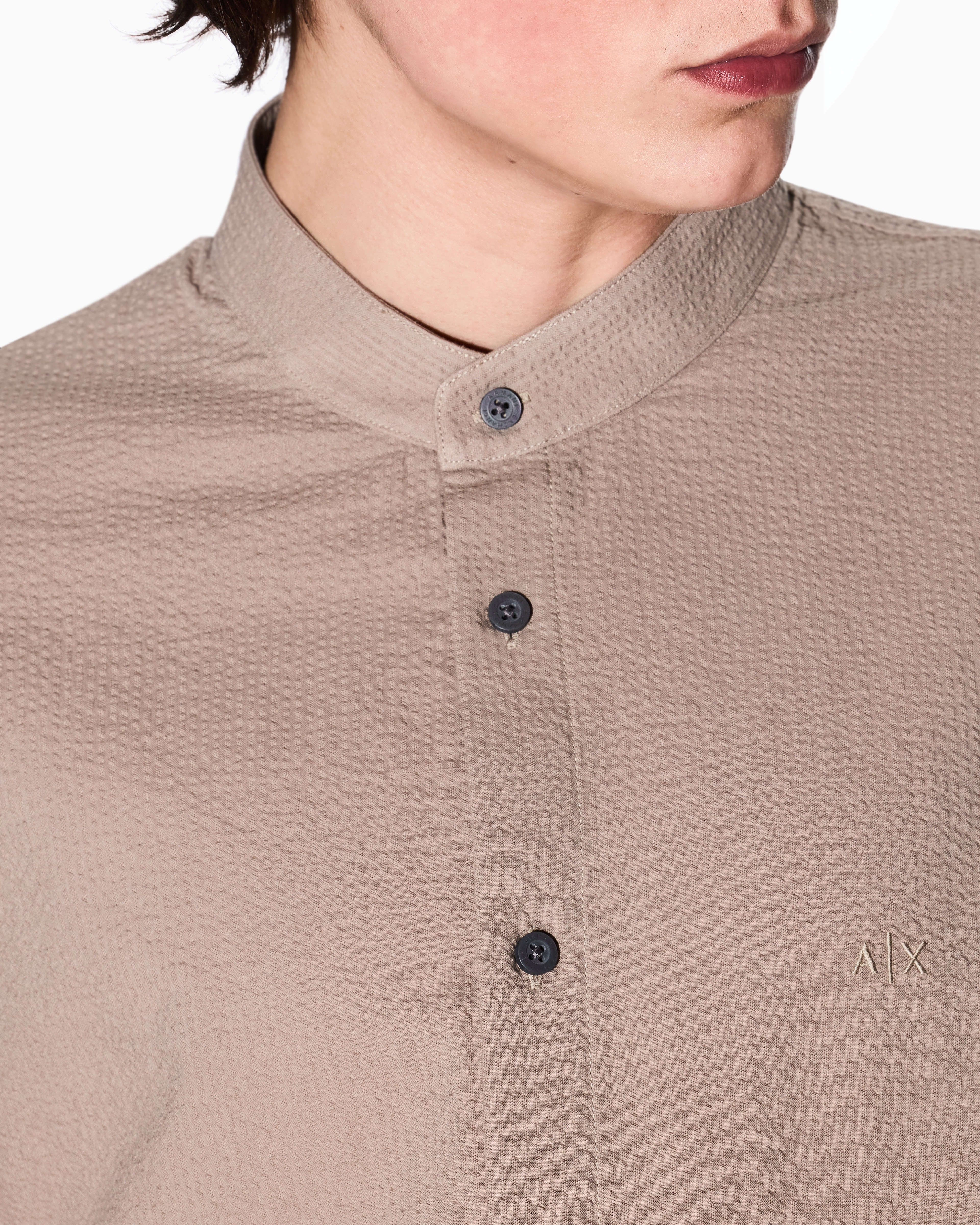 Armani Exchange - Regular fit shirt yarn dyed cotton, Man, Beige, Size: