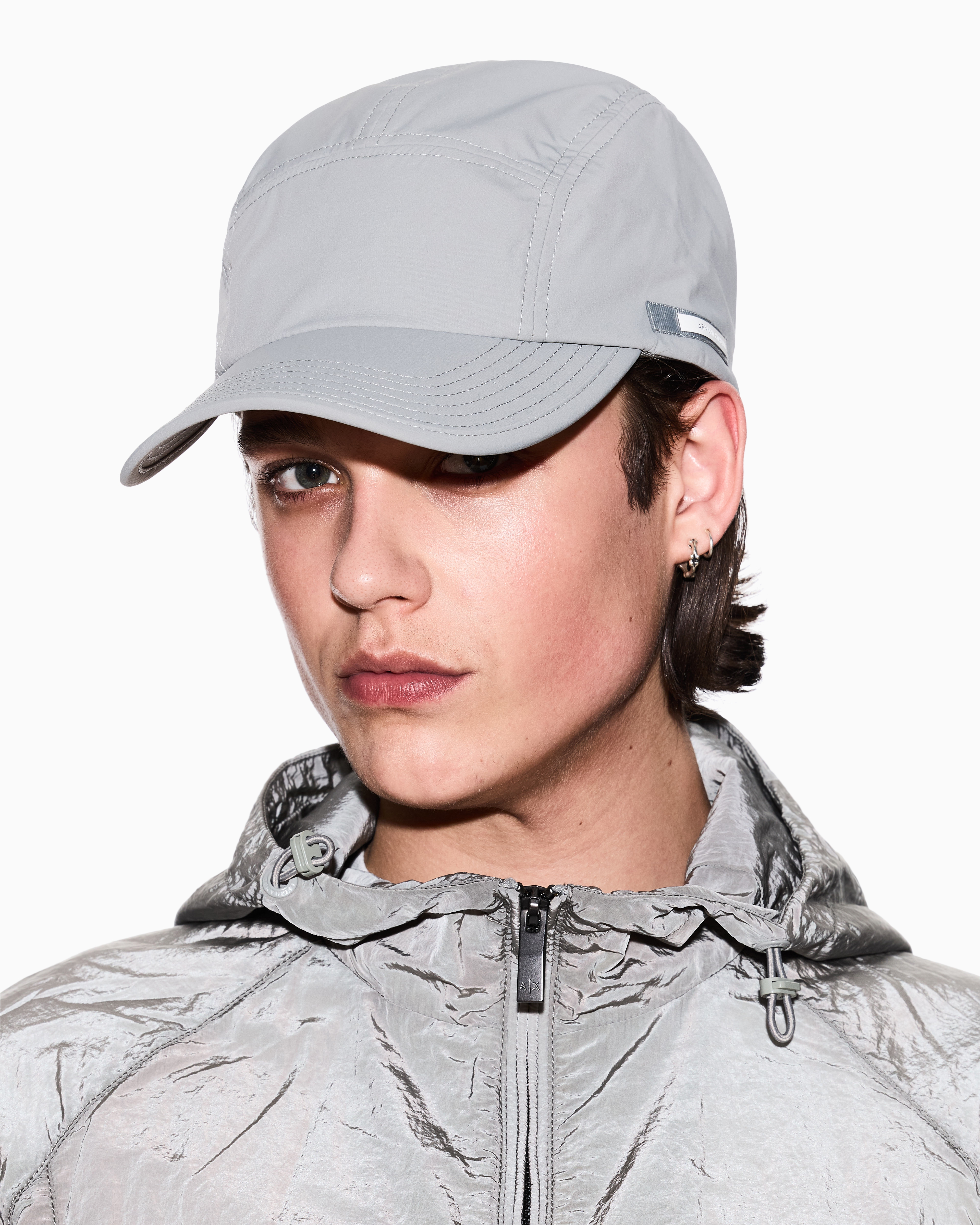 Armani Exchange - Visor hat with side logo, Man, Grey, Size: TU