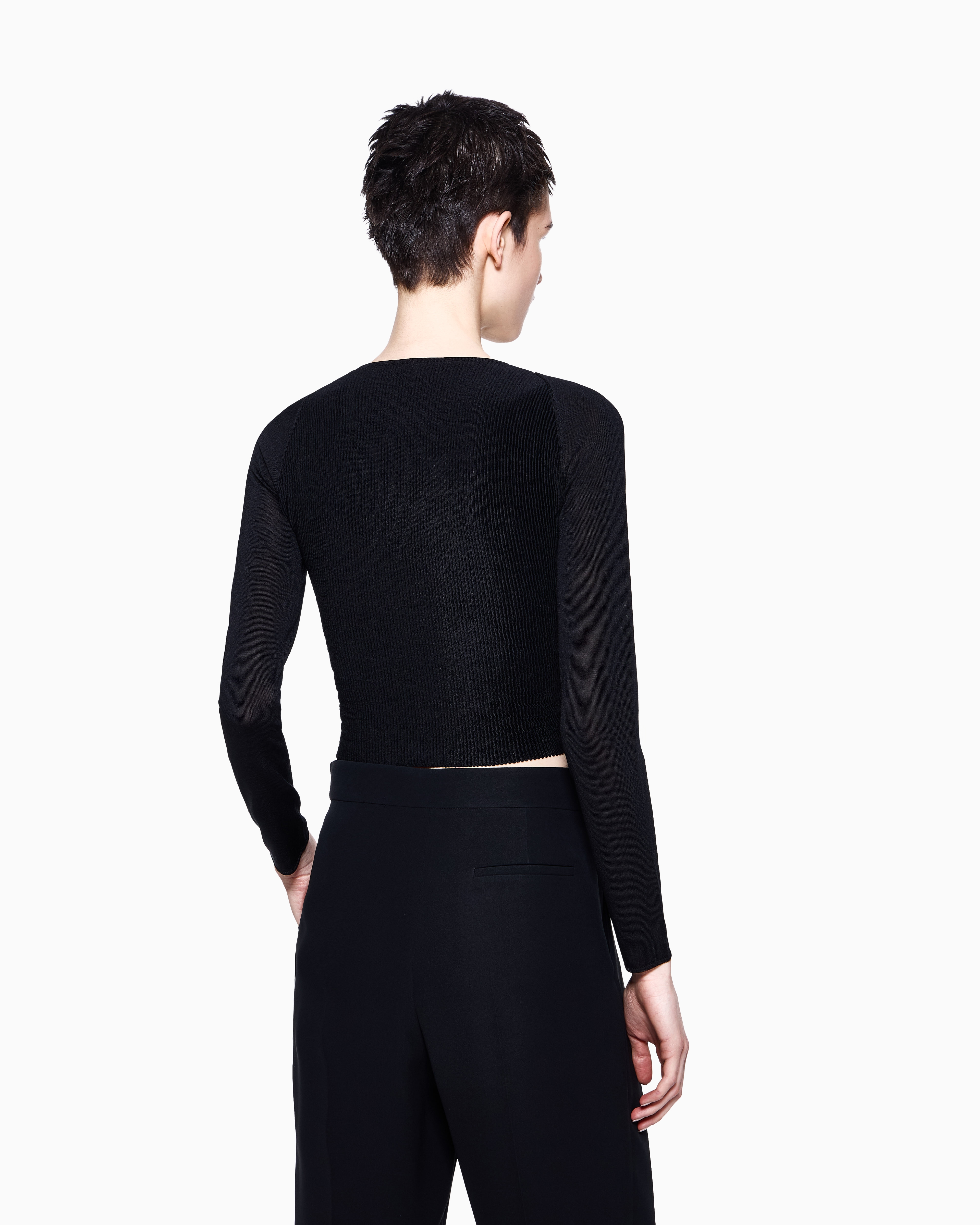 Giorgio Armani Stretch Silk Viscose Blend Crossover Jumper