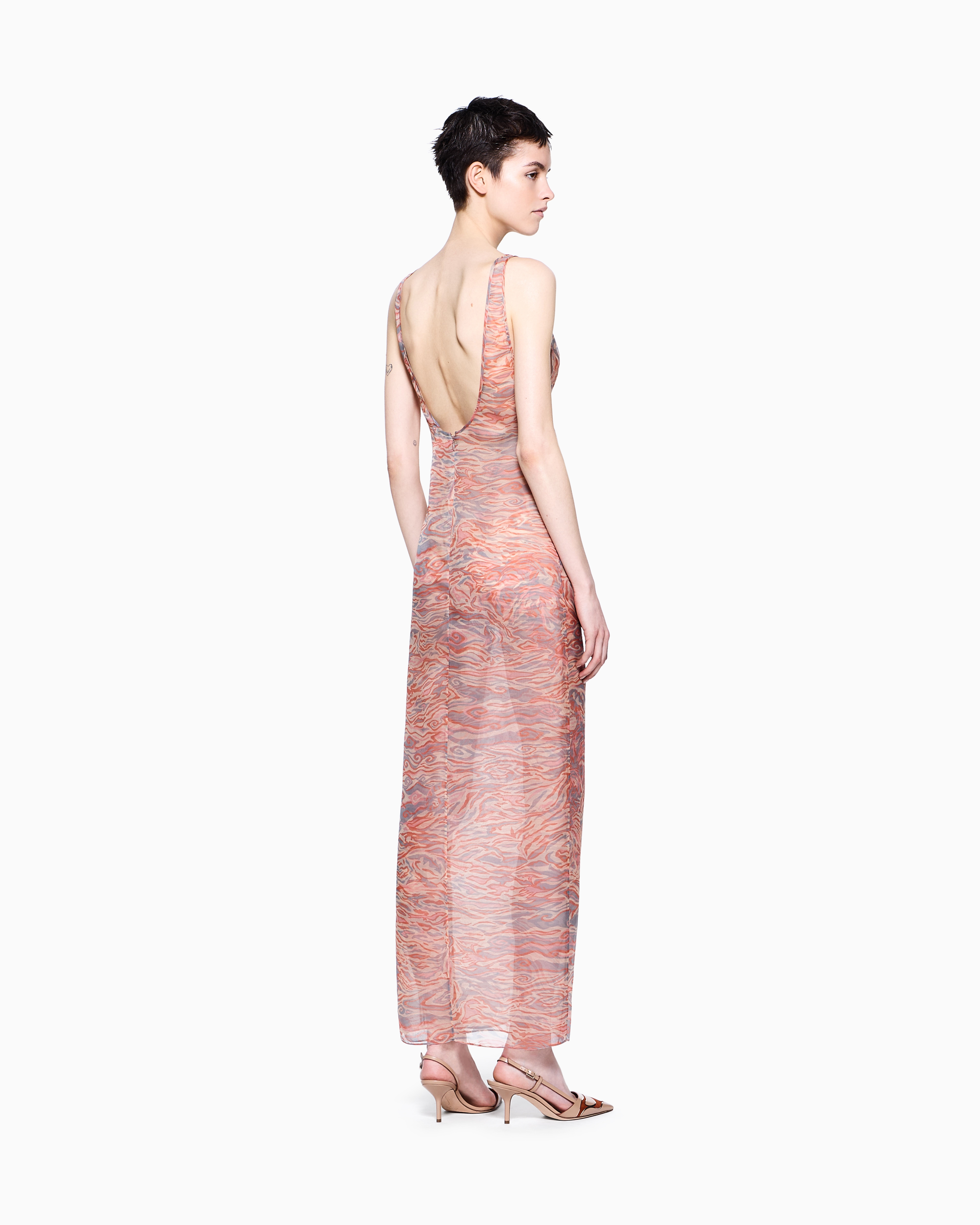Giorgio Armani Printed Silk Organza Long Dress