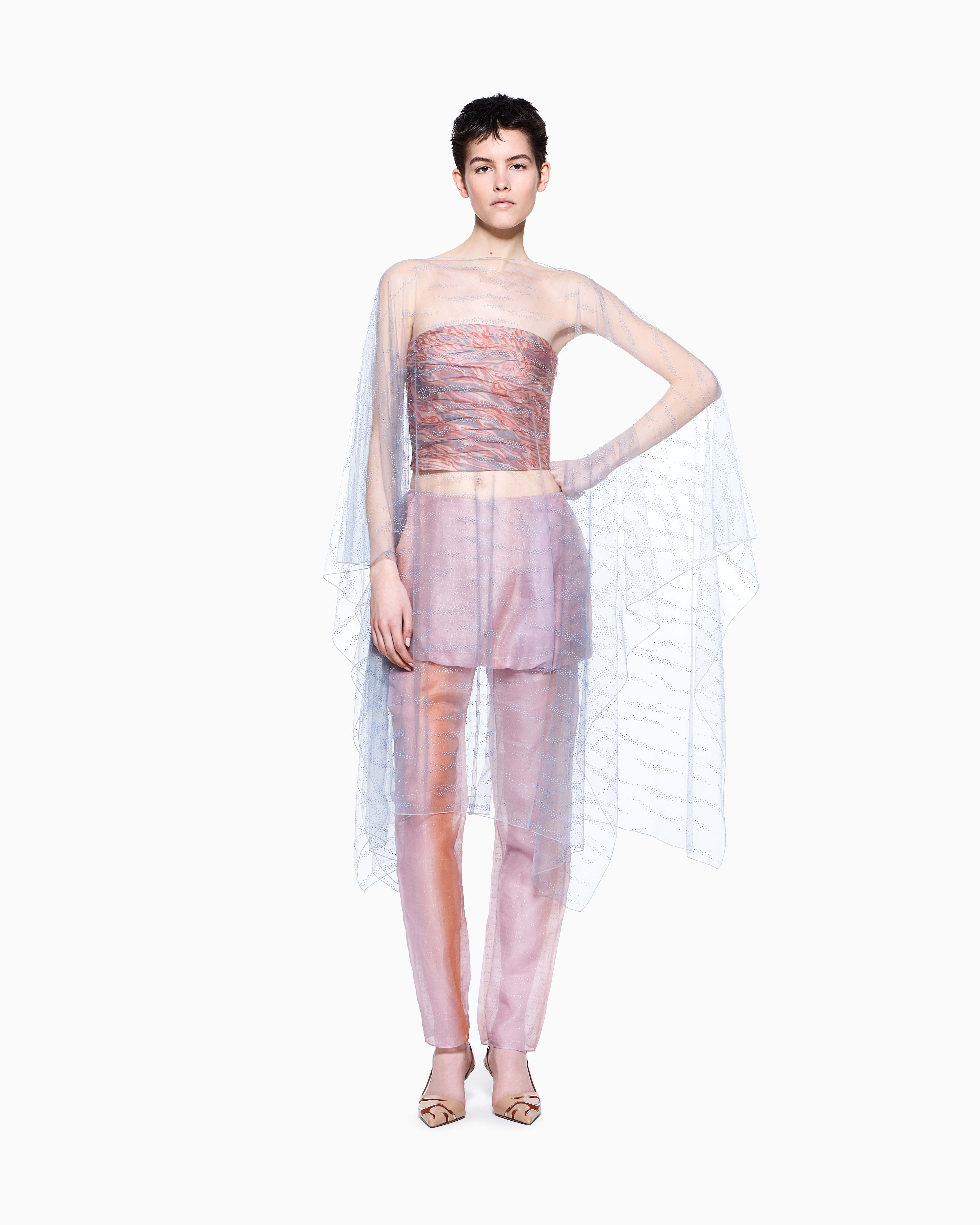 Giorgio Armani Embroidered Tulle Cape
