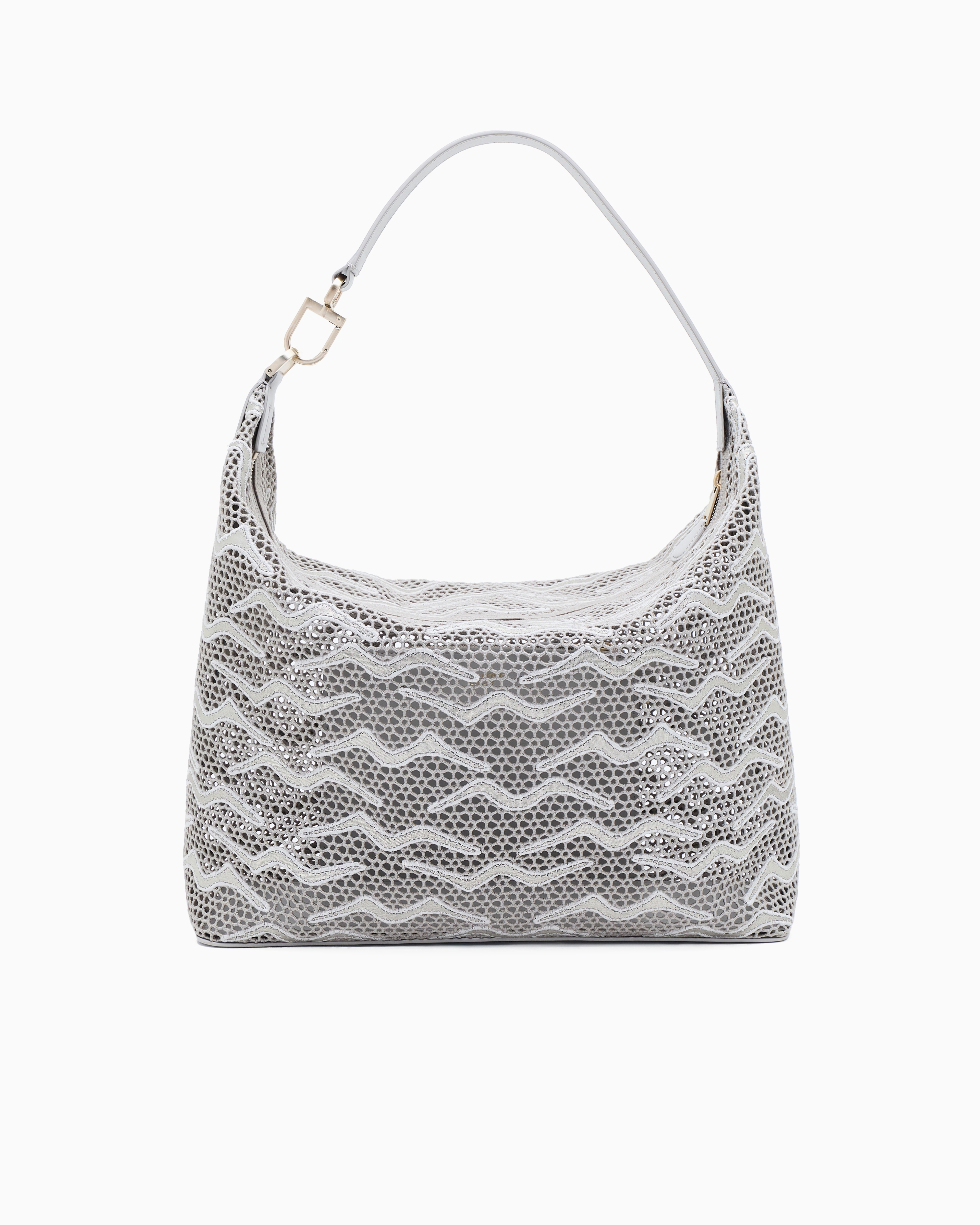Giorgio Armani Large La Prima Soft Hobo Bag In Shimmering Lace And Nubuck