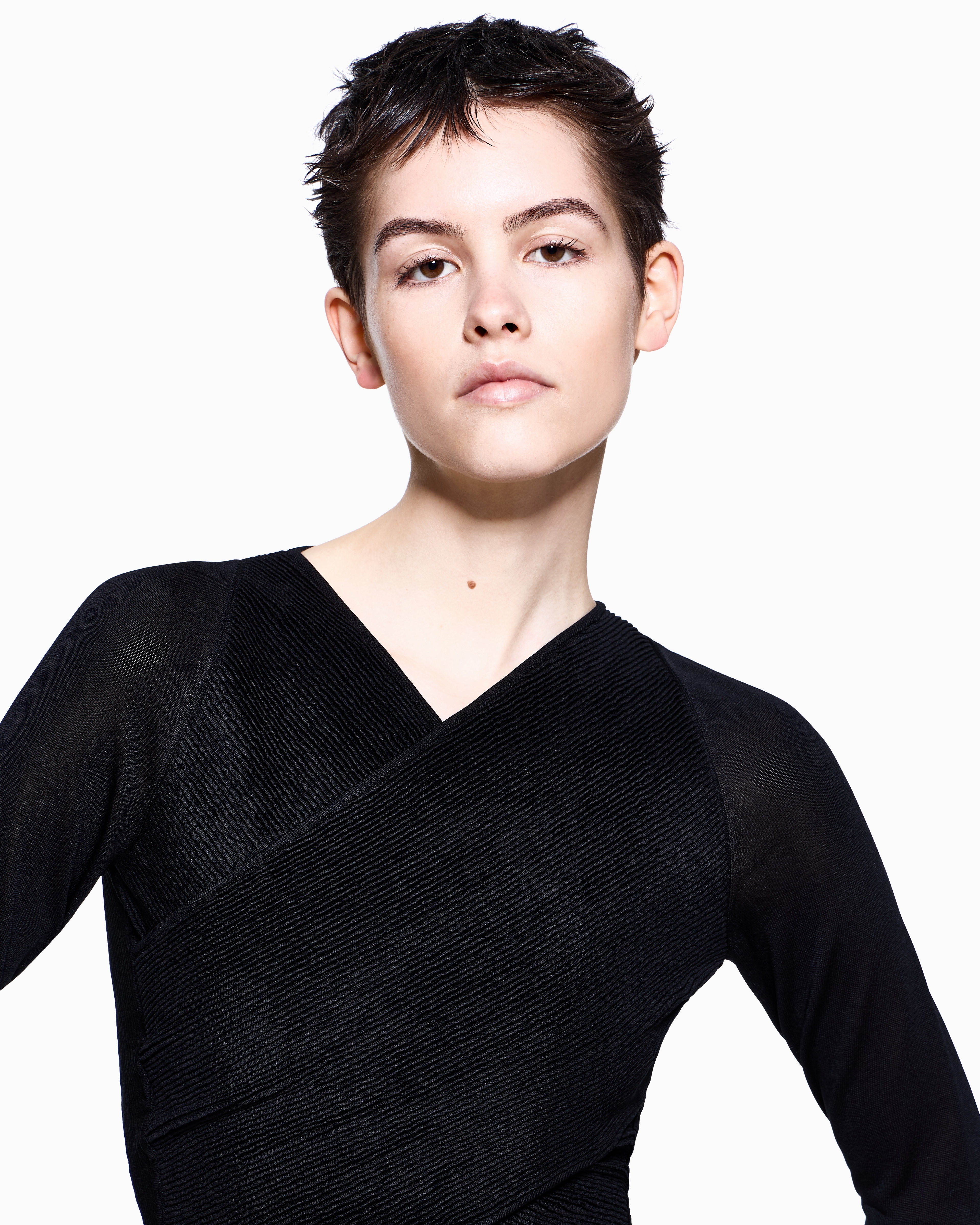 Giorgio Armani Stretch Silk Viscose Blend Crossover Jumper