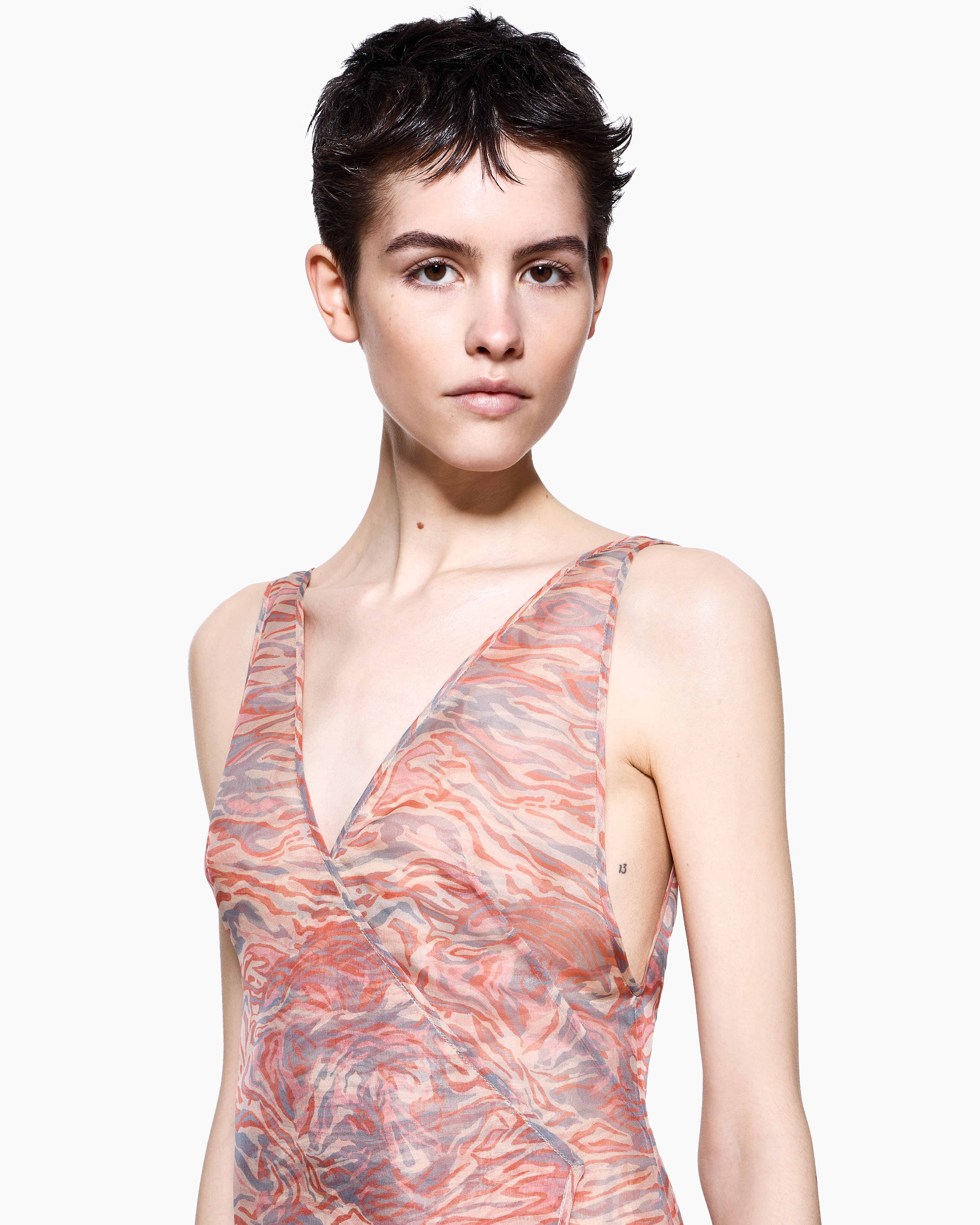 Giorgio Armani Printed Silk Organza Long Dress