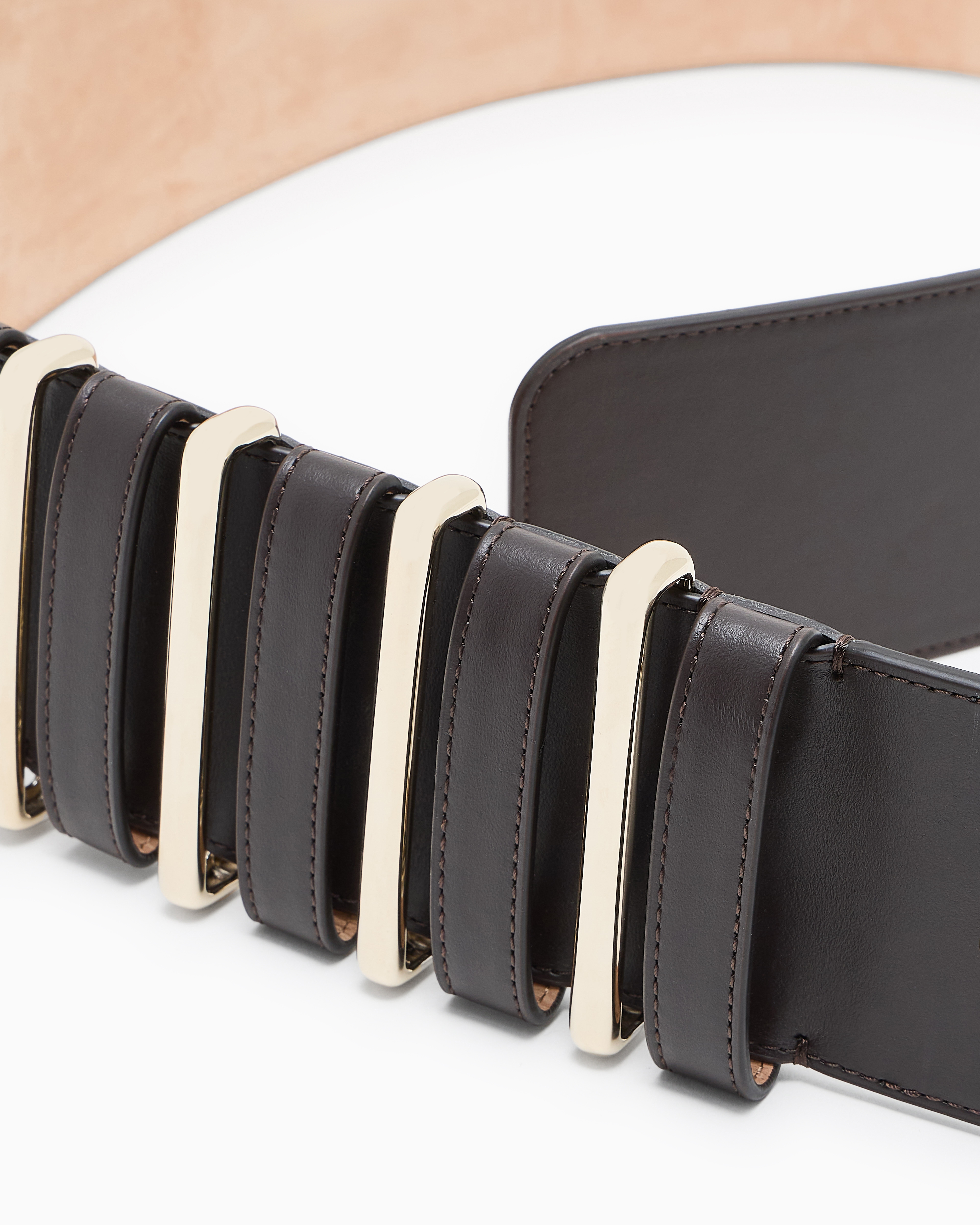 Giorgio Armani Smooth Calfskin Wide Belt In Brown
