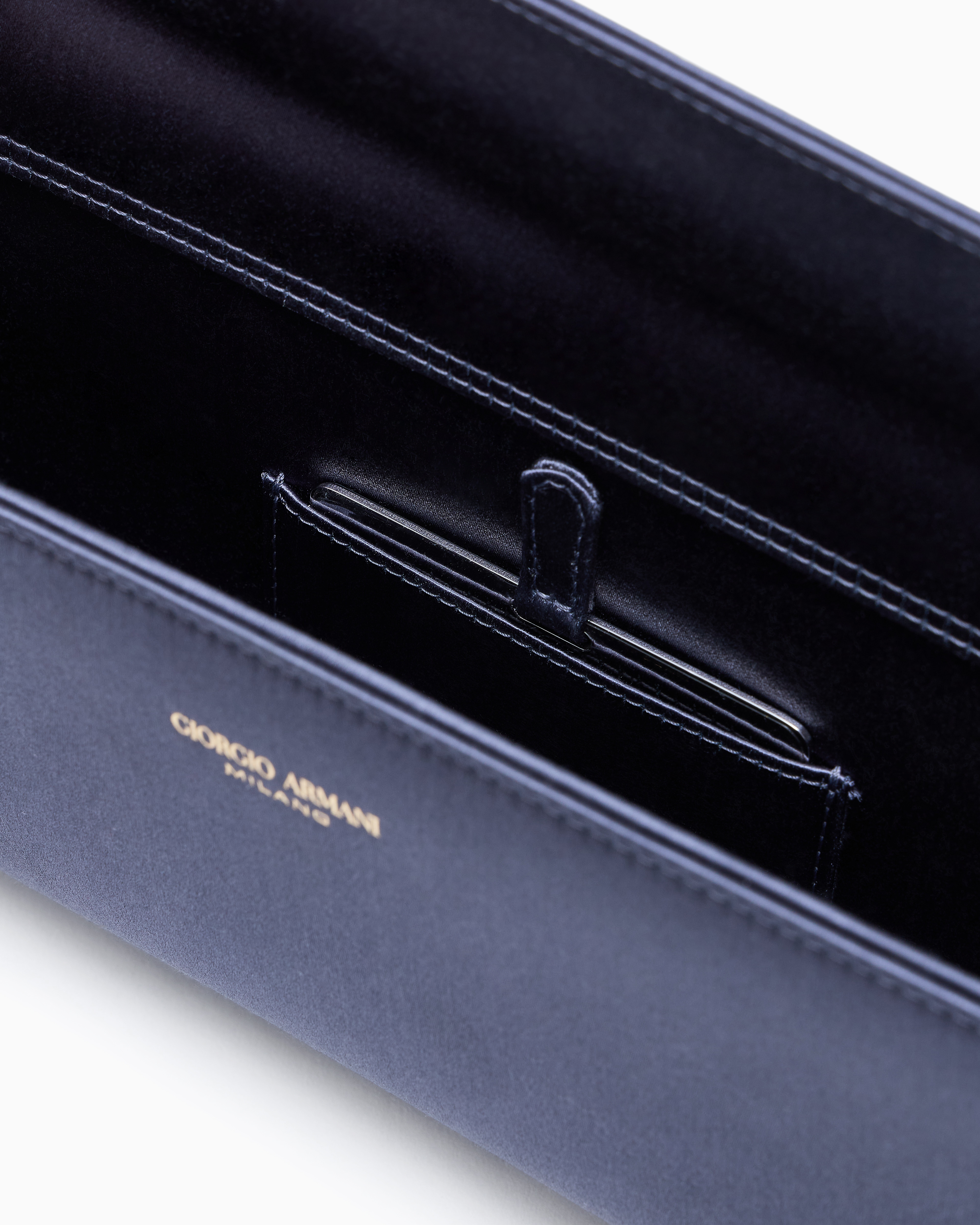 Giorgio Armani Satin Horizontal La Prima Clutch Bag In Gray