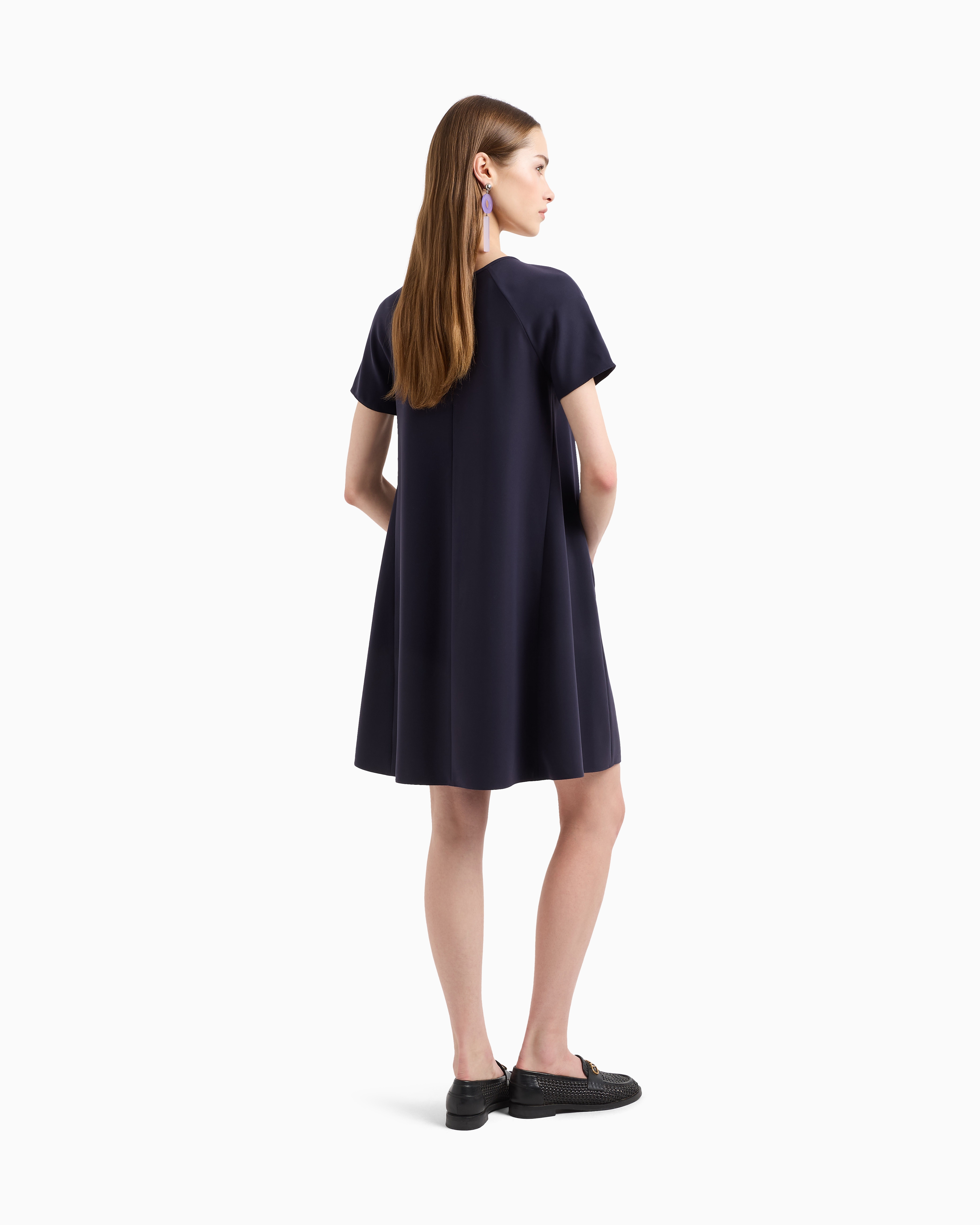 ワンピース EMPORIO ARMANI Woman Dress Blue 1 EW000827AF10206 UB089 Techno cady flared dress with oversized godet pleat