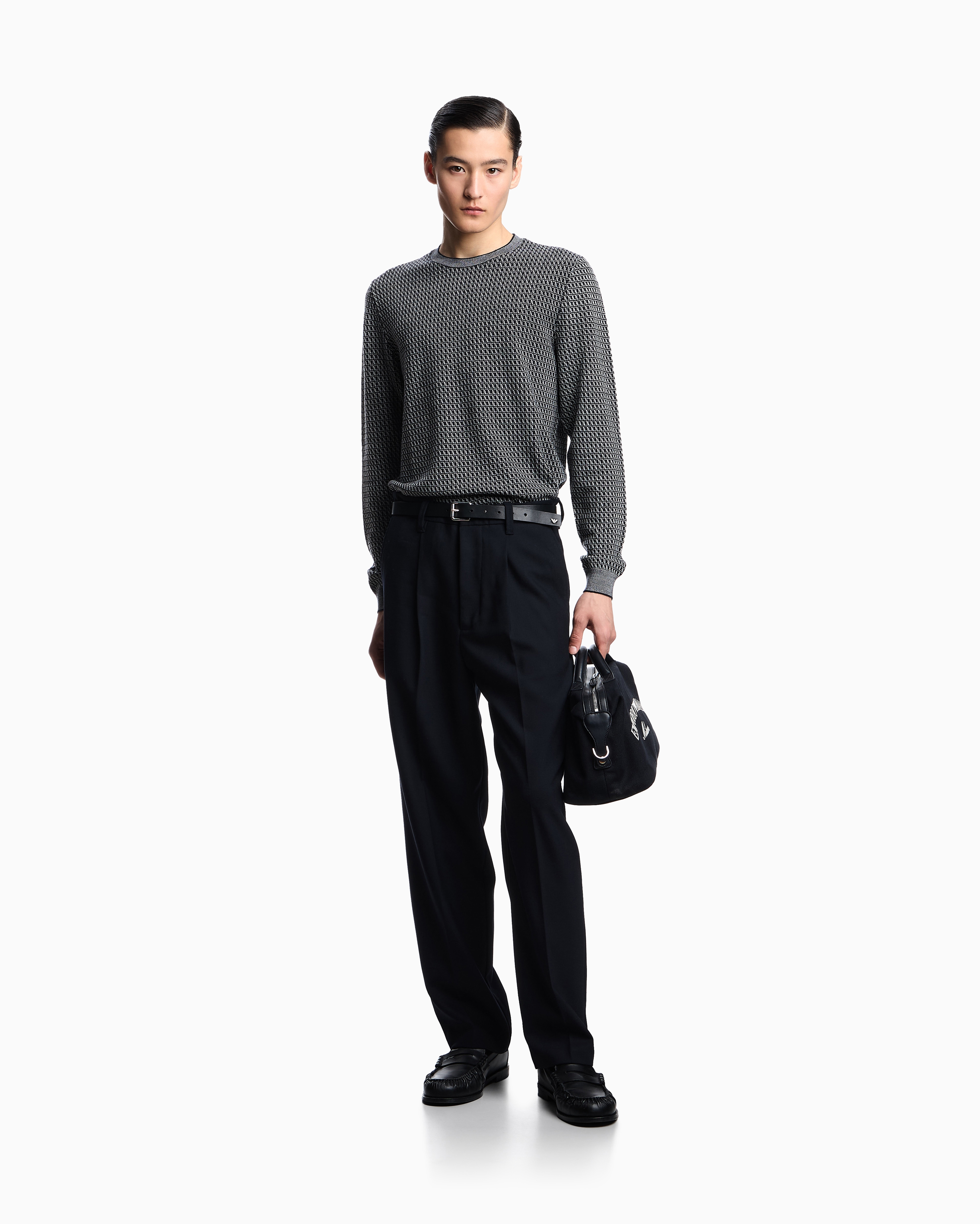 トップス EMPORIO ARMANI ARCHIVE LAYERED KNIT US Exclusive op-art motif virgin-wool jumper | Emporio Armani
