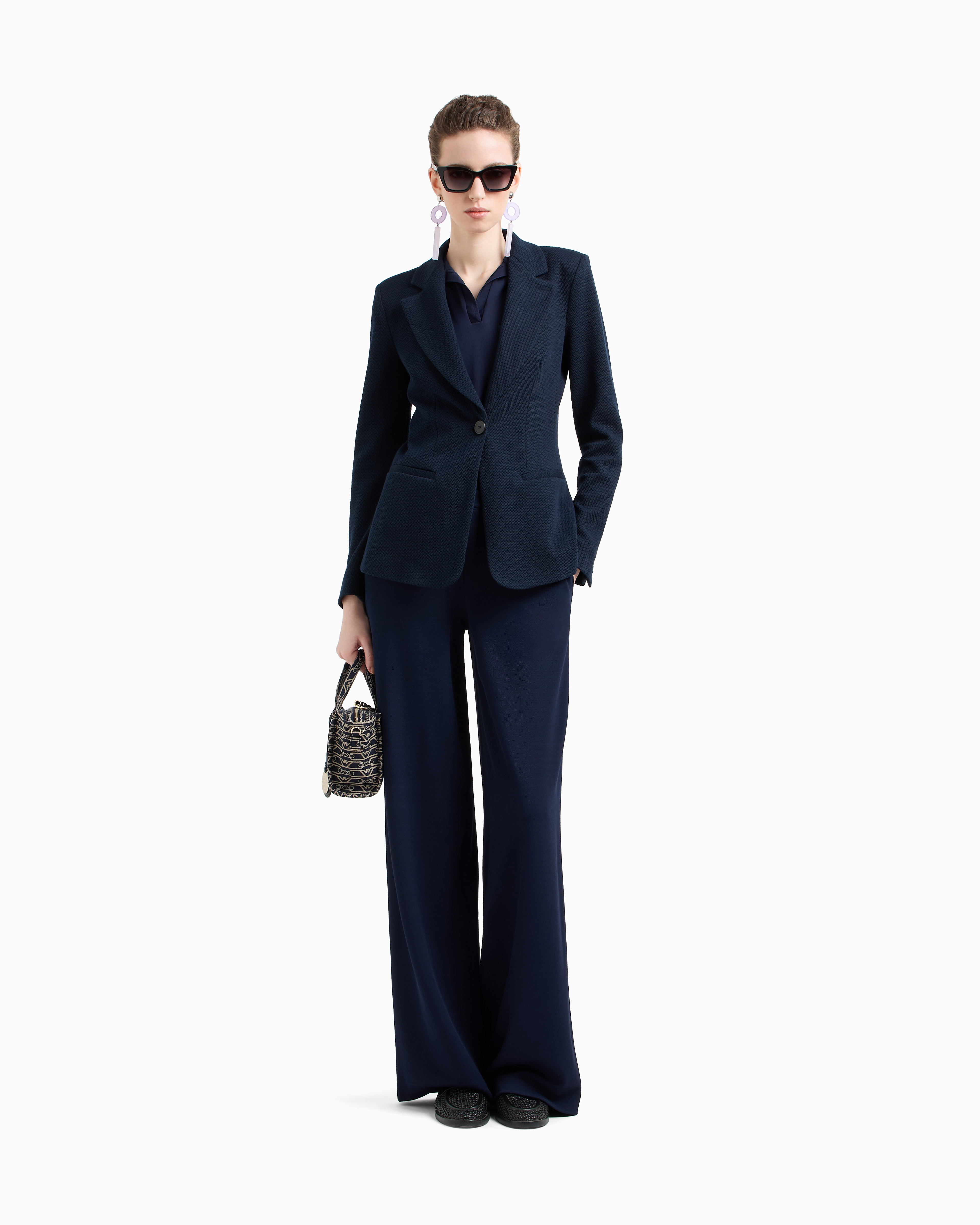 スーツ Emporio Armani basic trousers Icon compact piqué palazzo trousers | Emporio Armani
