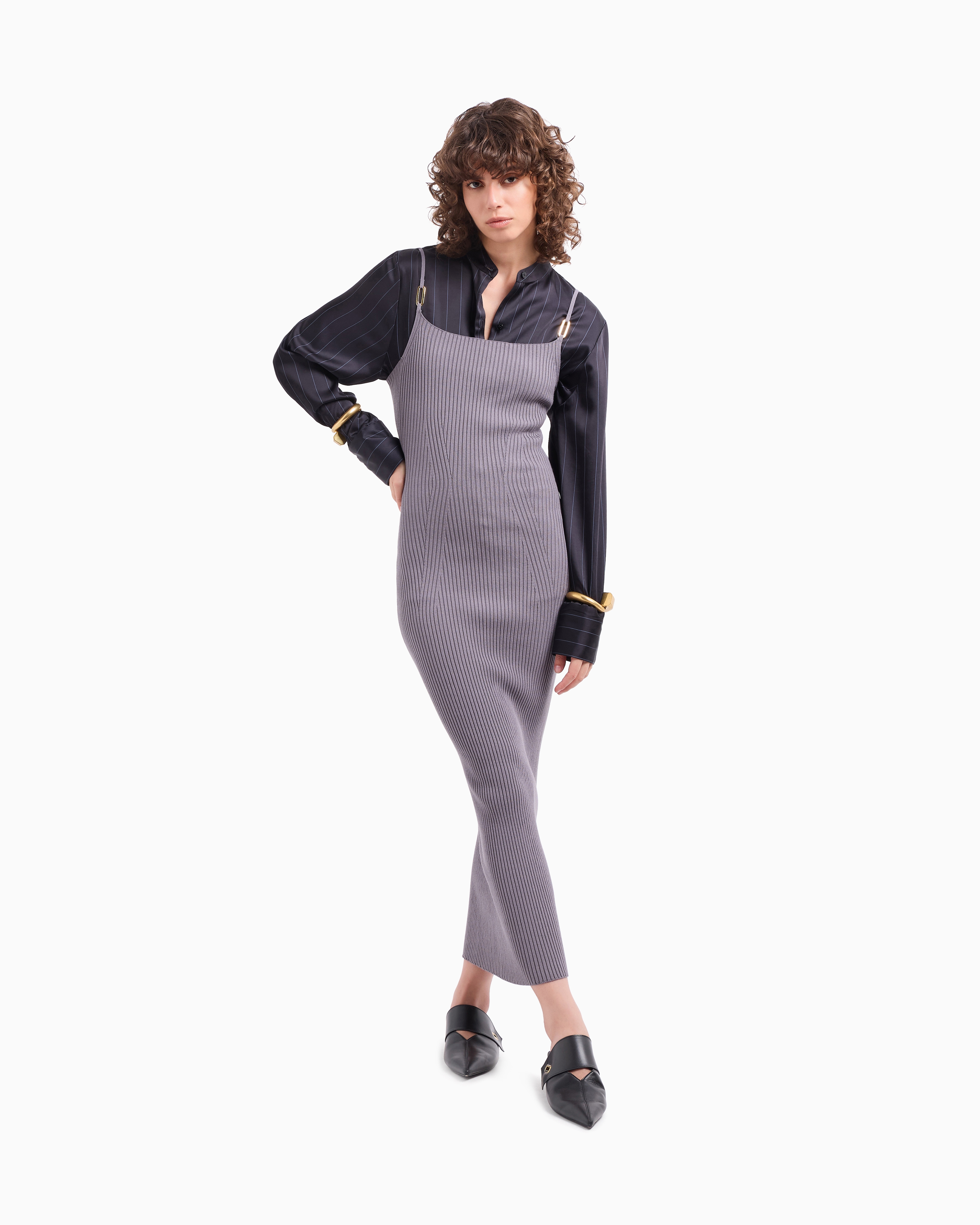 Emporio Armani Dawn To Dusk Pinstriped Acetate-blend Shirt