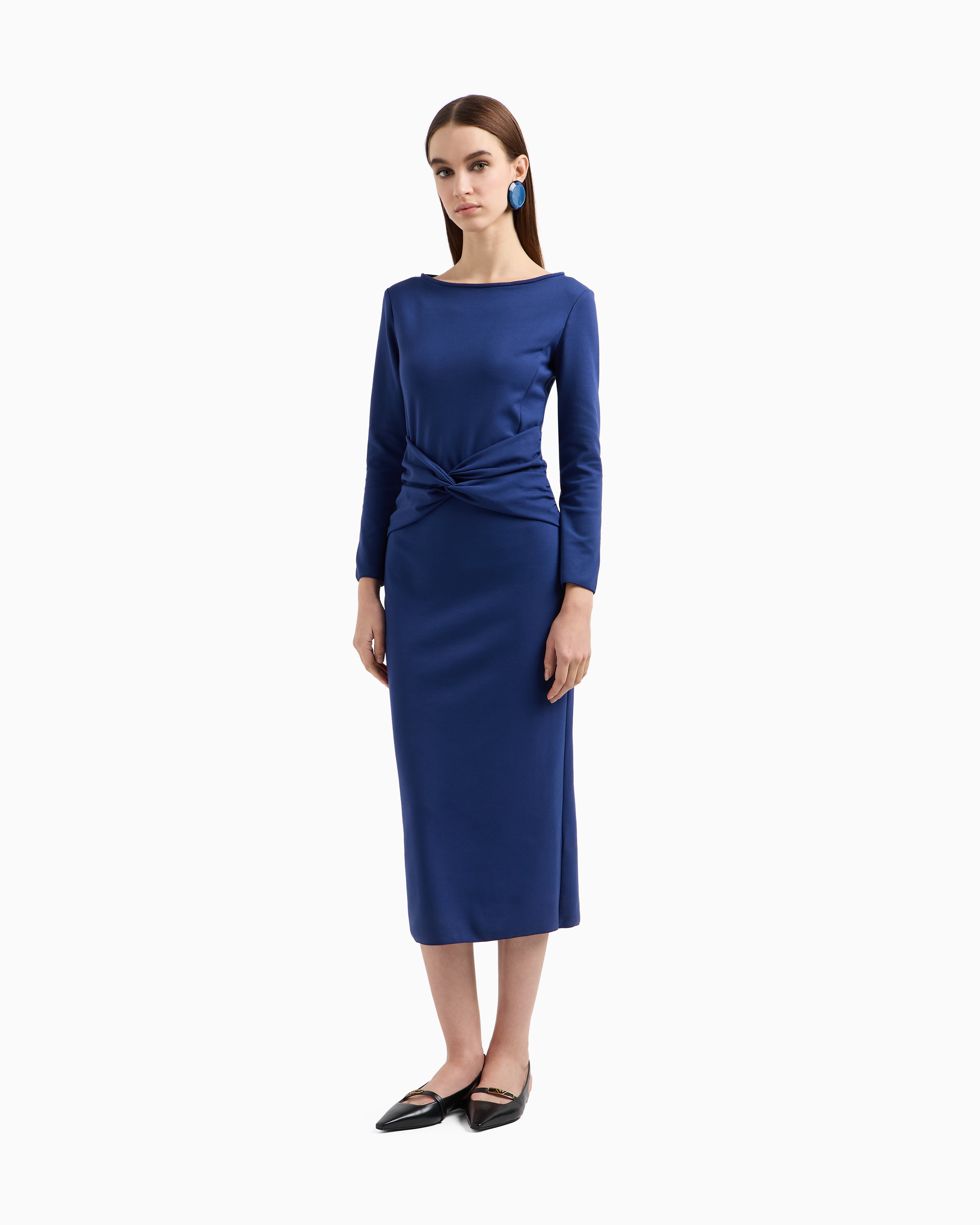 ワンピース EMPORIO ARMANI Woman Dress Blue EW000636AF12364 UB089 Milano-stitch torchon dress | Emporio Armani