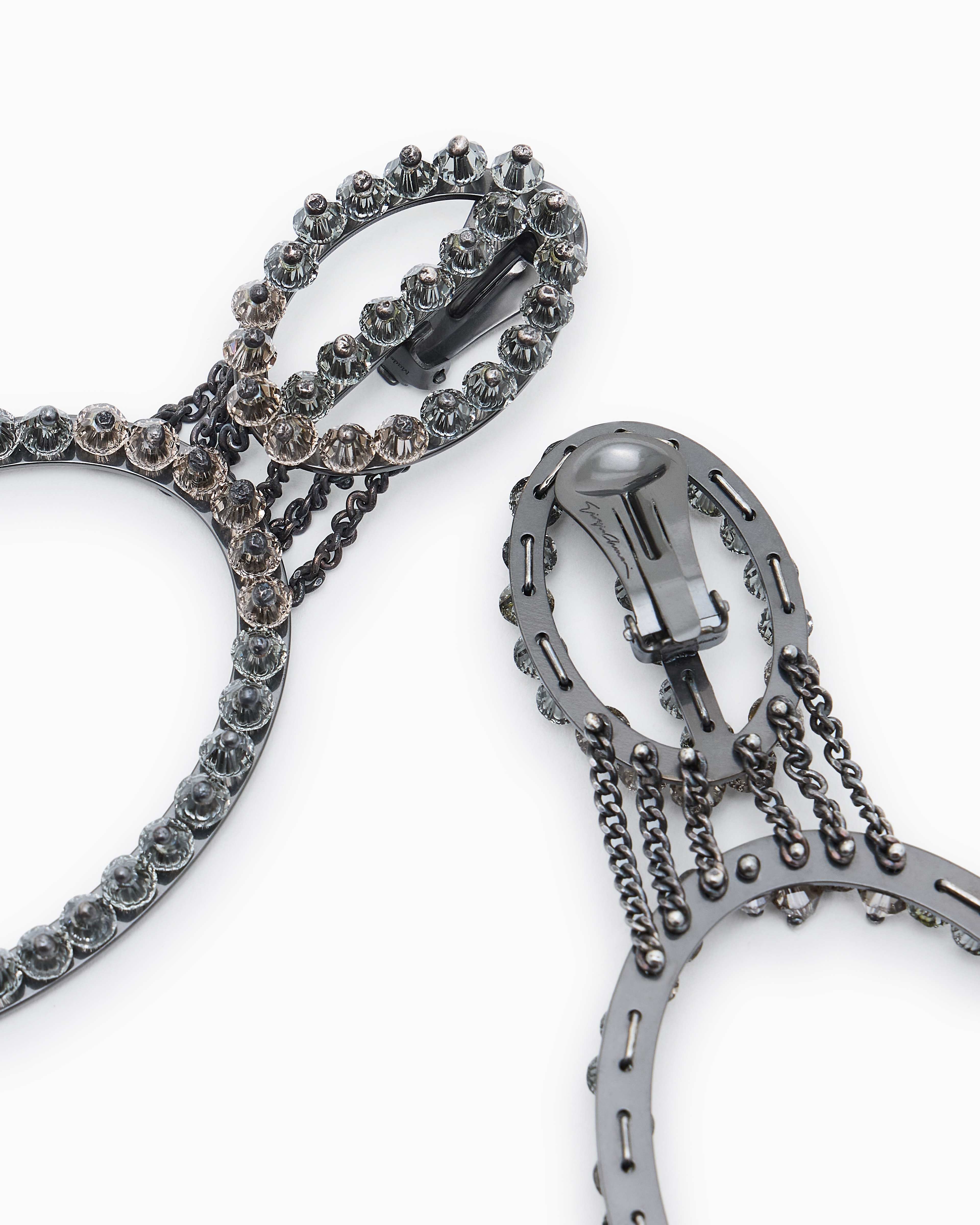 Giorgio Armani Pendant Hoop Earrings With Beads In Green